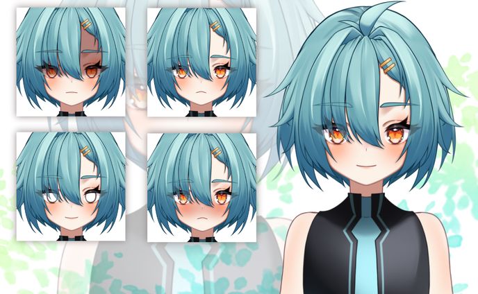 青髪女の子　立ち絵