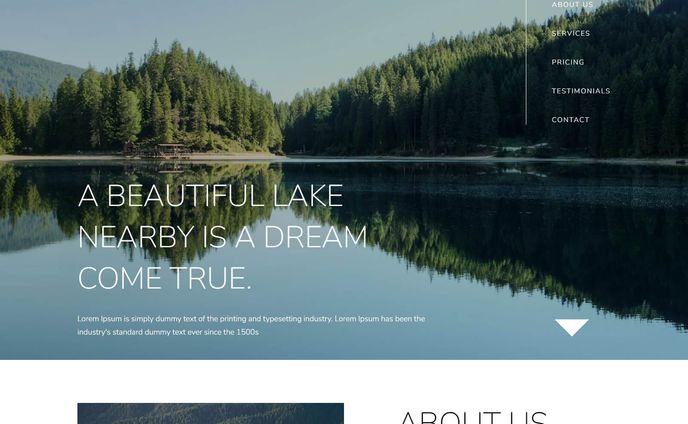 Lake One Page HTML Template - LayoutFlow