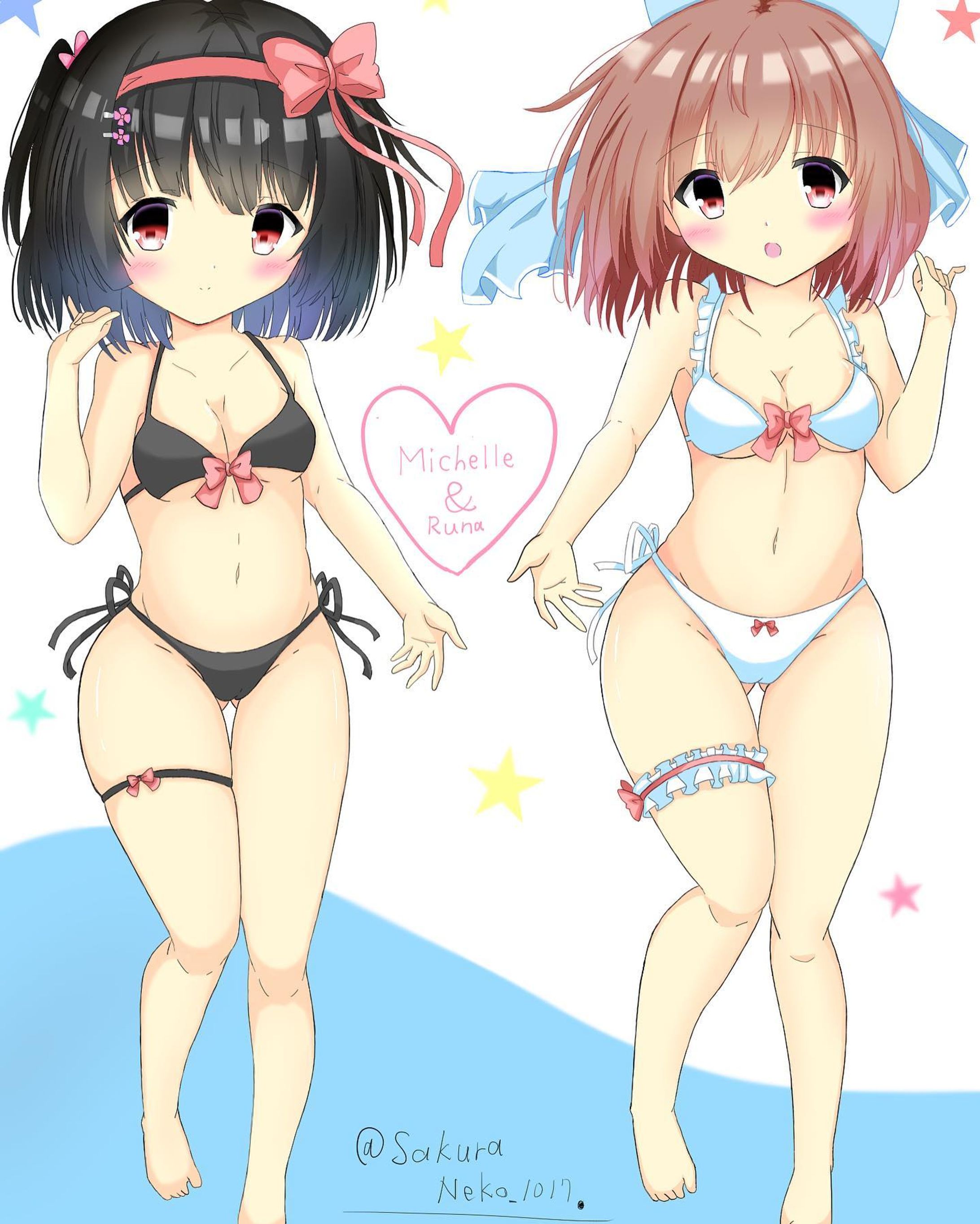 うちよそ水着コラボ絵🎀💕-1