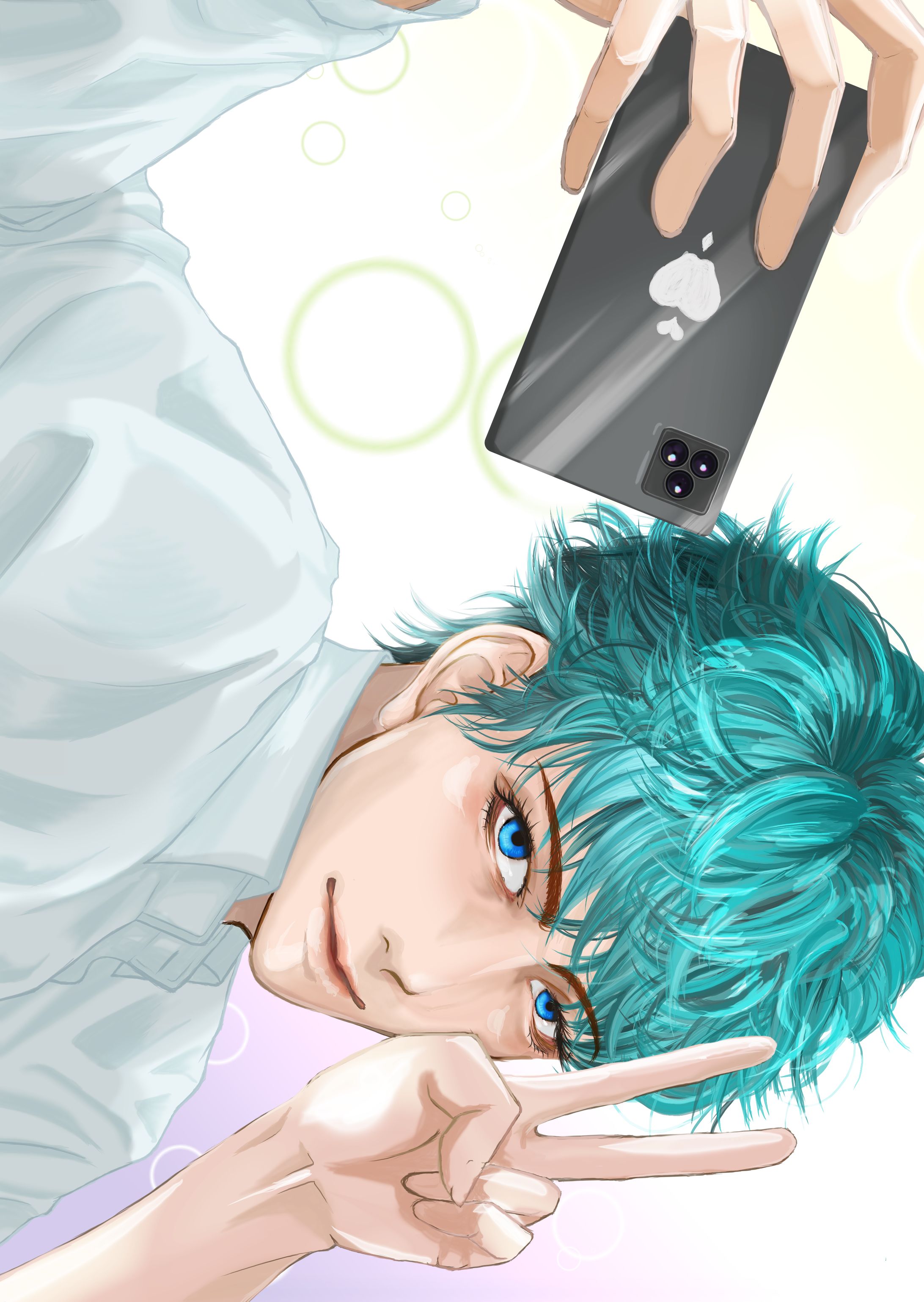 自撮り（クリアファイルイラスト）-1