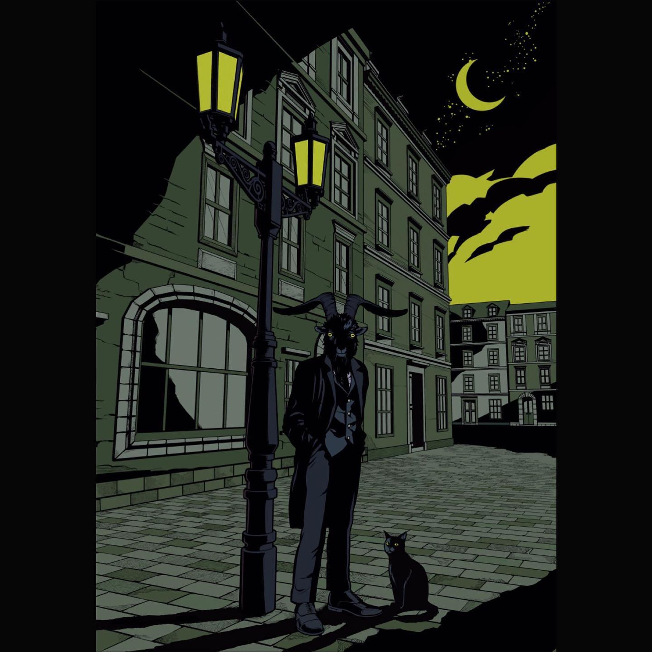 Meet up with the Goatman🐐🌙😈#illustration #originalcharacter #cat #goat #town-1