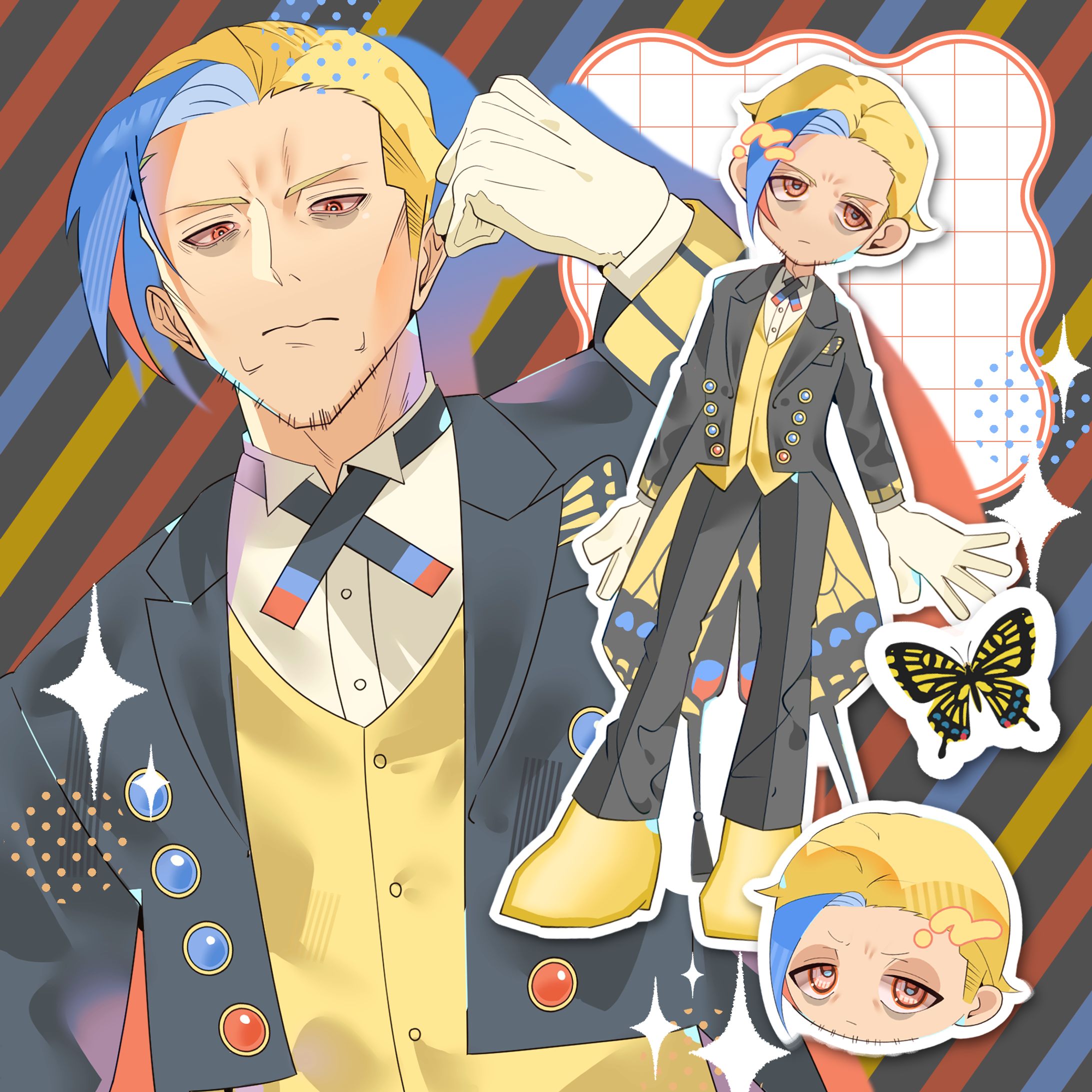 アゲハチョウモチーフの詰め込みイラスト-1