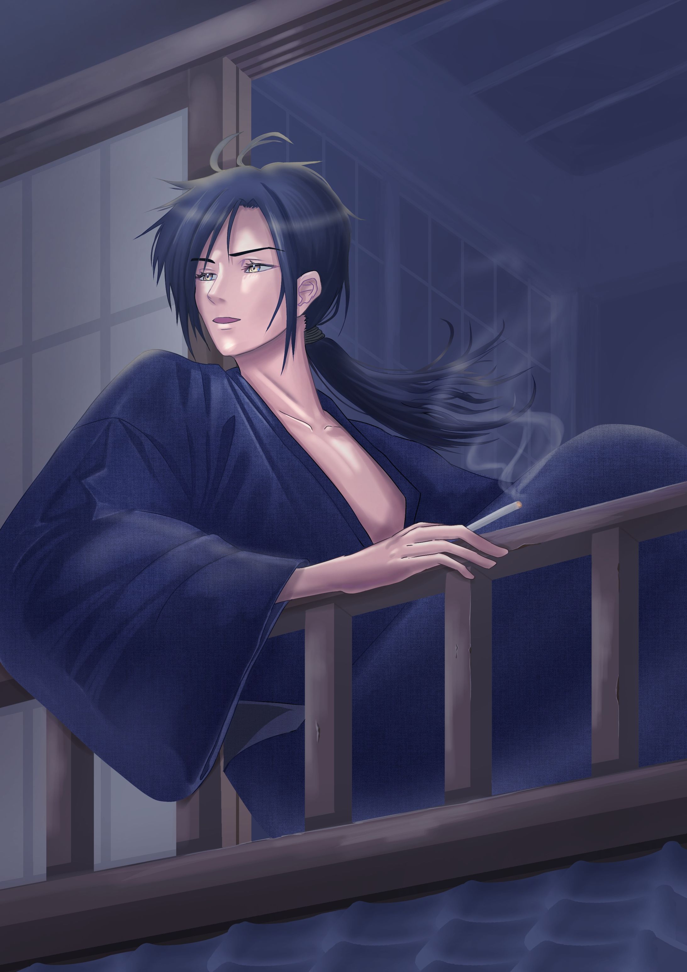 和装男子イラストコンテスト用イラスト(20時間)-1