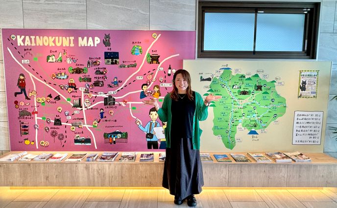 甲斐のホテル　ロビーの観光マップ