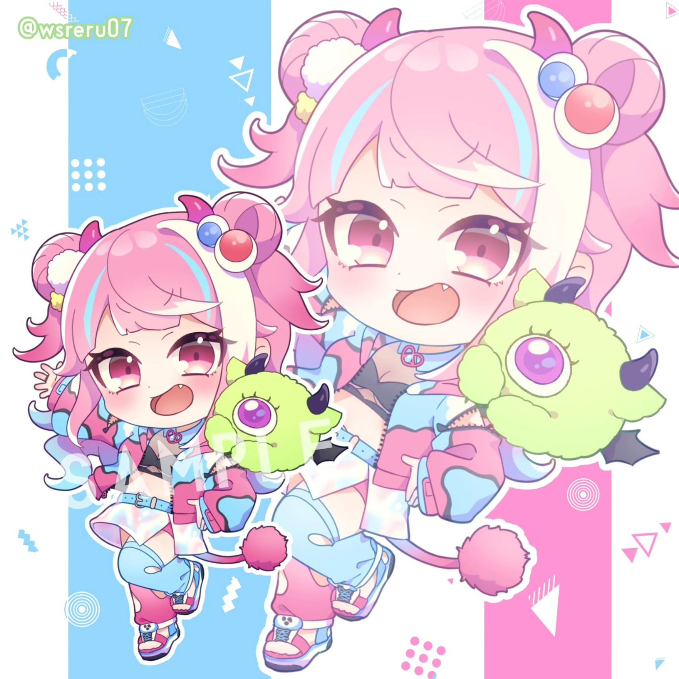 XでのSDプレゼント企画のイラスト完成です！☺️
応募して下さった方々ありがとうございました！

9月末もイラスト練習のため企画を行うと思うのでXにてよろしくお願い致します🌷✨

#illustration
#sdキャラ 
#ミニキャラ 
#イラスト依頼 
#vtuber #iriam 
#vライバー-1