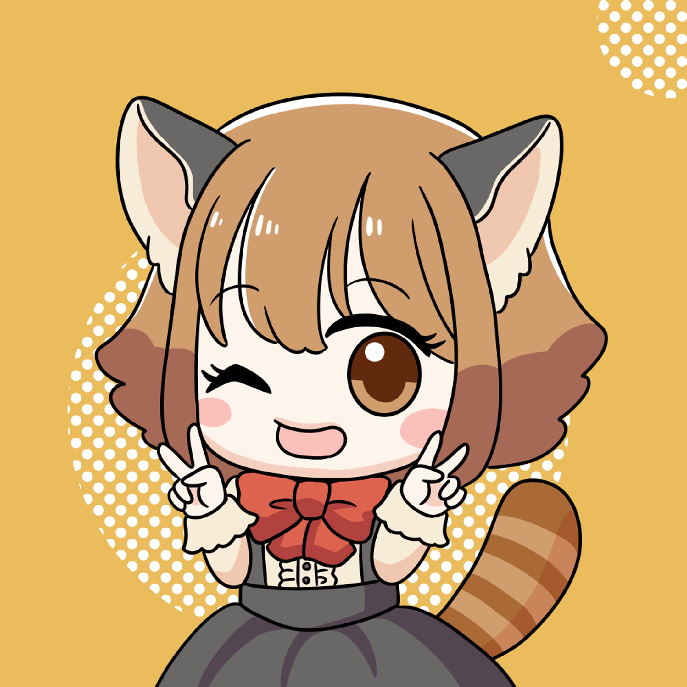 イエーイ☆なレッサーパンダちゃん（擬人化）-1