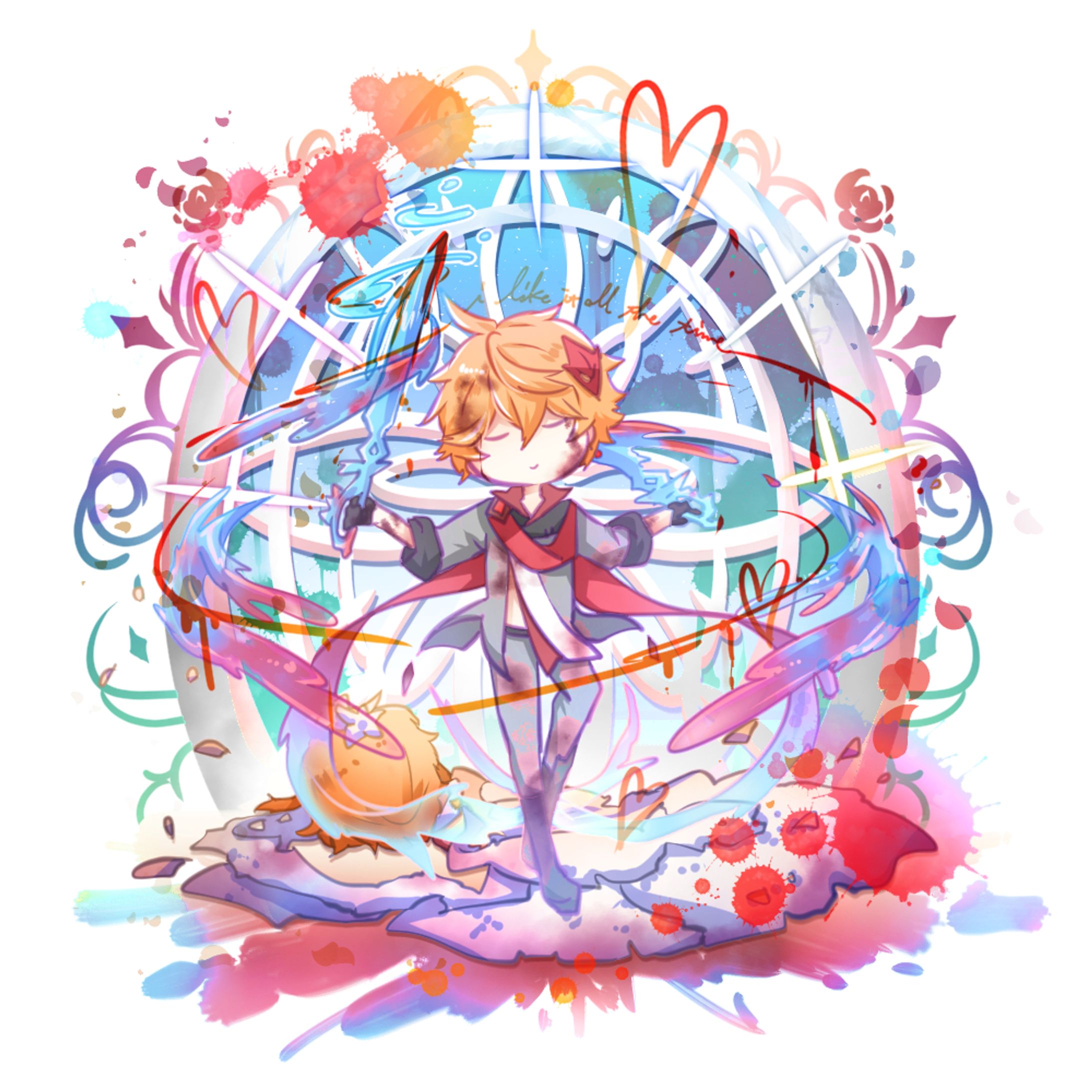 【二次創作】SDイラスト カラフル３点【オリジナル】-1