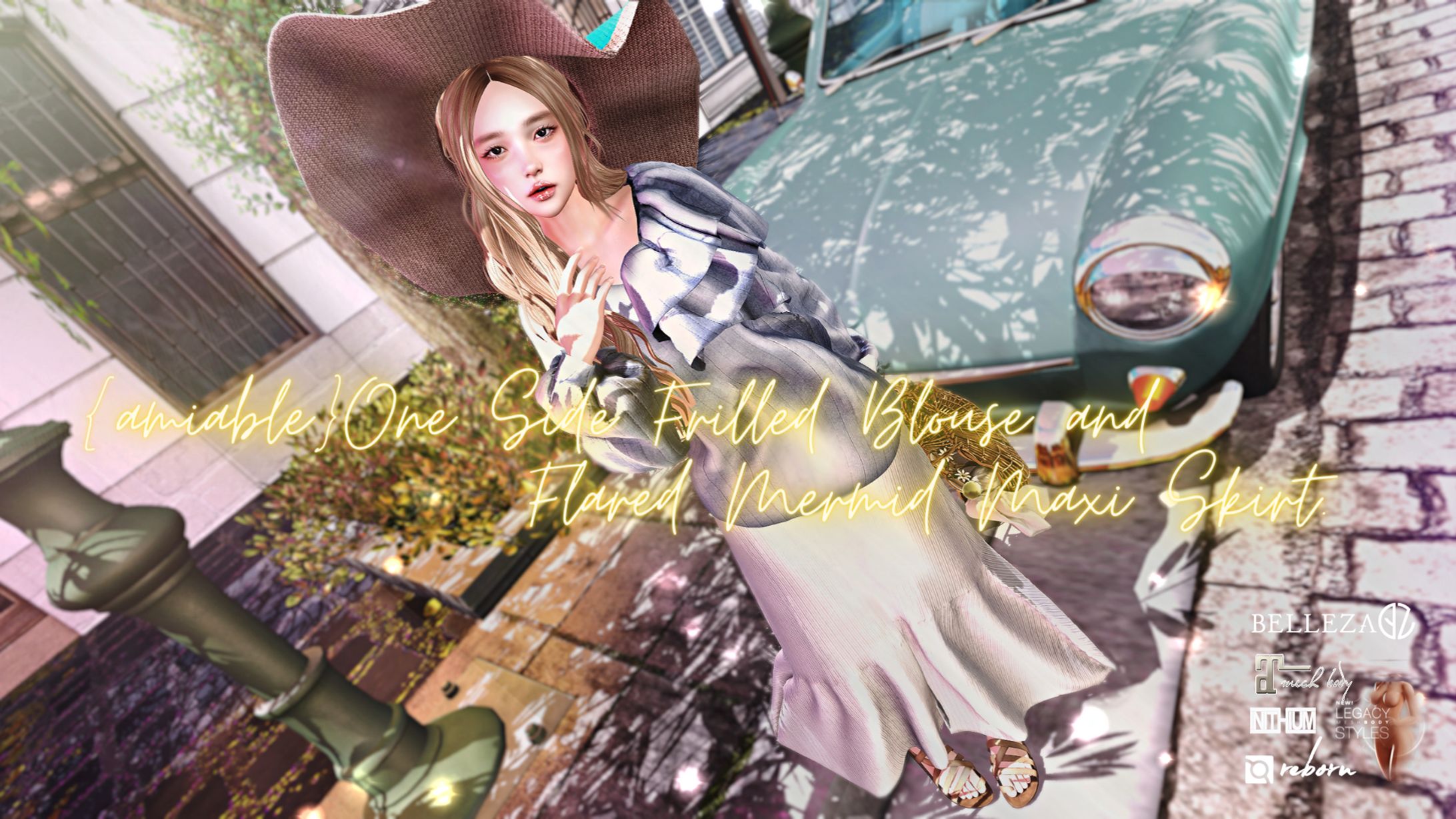 {amiable}One Side Frilled Blouse & Mermaid Skirt@the Mainstore.-1