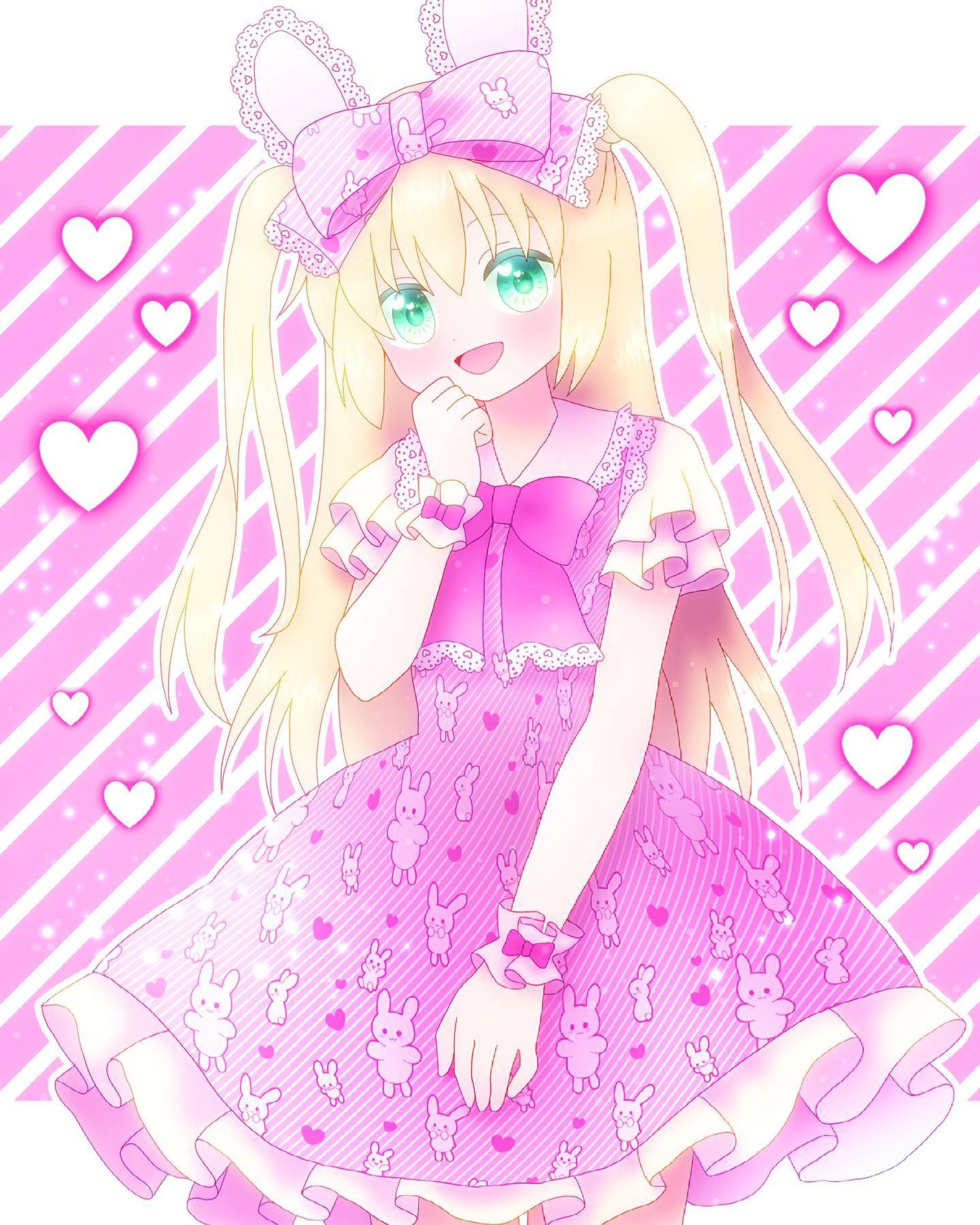 💕🐰　#イラスト　#お絵描き　#illustration #illust #女の子　#女の子イラスト　#デジタル　#デジタルイラスト　#デジタル絵　#オリジナル　#オリジナルイラスト　#オリジナル絵　#ロリィタ　#ロリィタファッション　#ロリータ　#ロリータファッション　#フリル　#リボン　#ハート　#うさぎ　#うさ耳　#うさみみ　#ツーサイドアップ　#ピンク-1