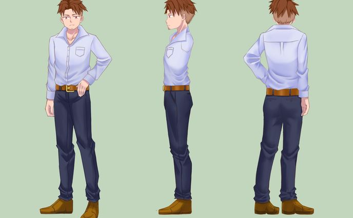 キャラデザ三面図男の人