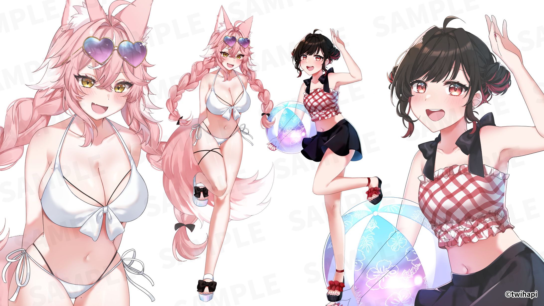 ツイハピ　グッズ用ポーズ立ち絵（2024年水着イラスト）-1