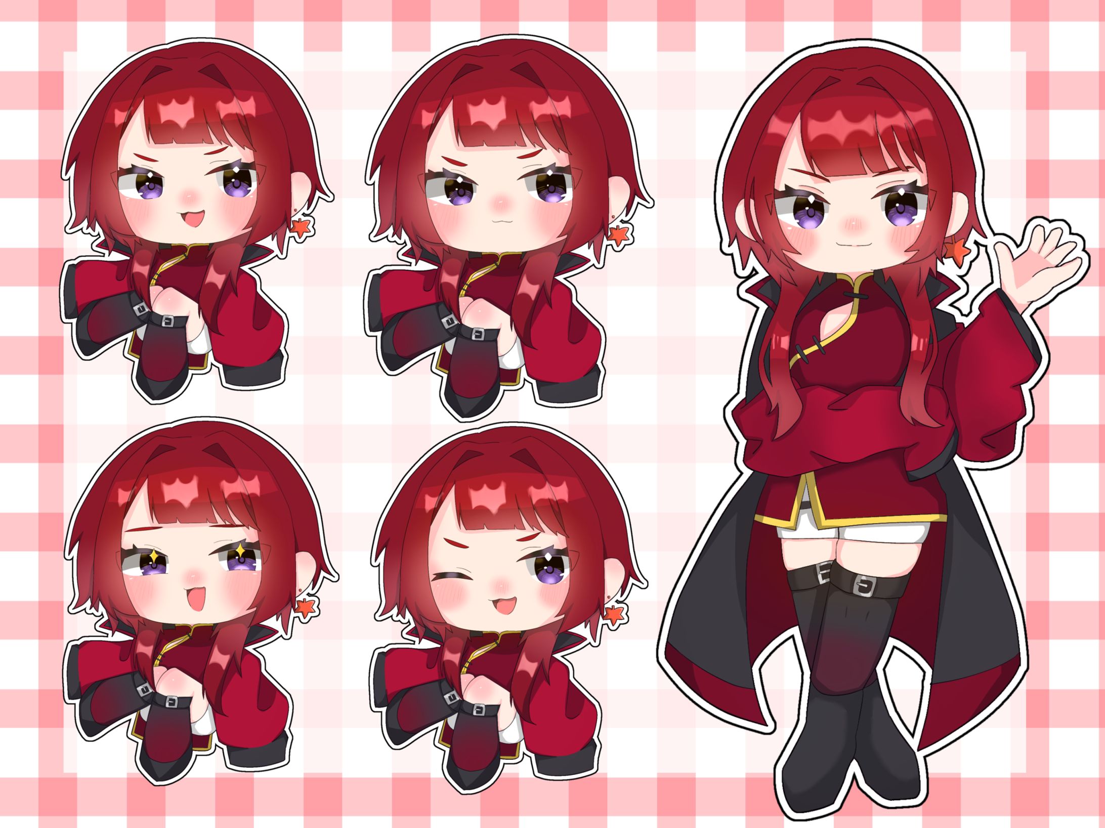 SD全身＋ちび全身＋表情差分3種 /紅髪 紅葉 様-1