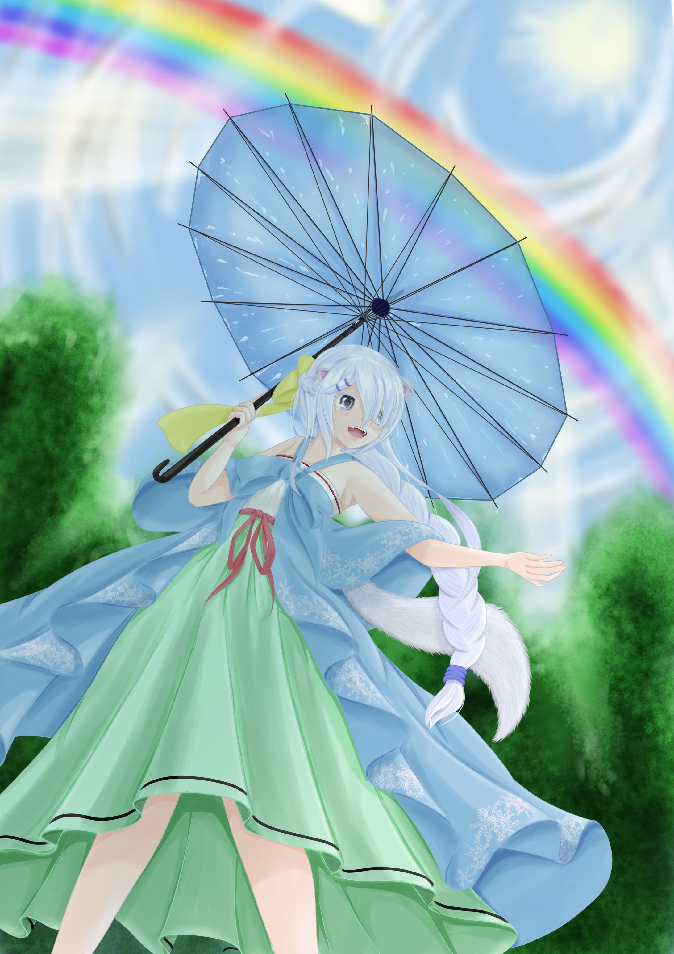 うちの子(のえる)と虹-1