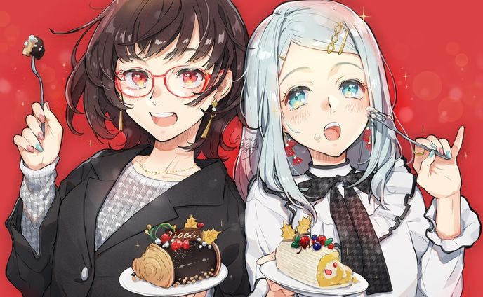 クリスマスケーキと女の子