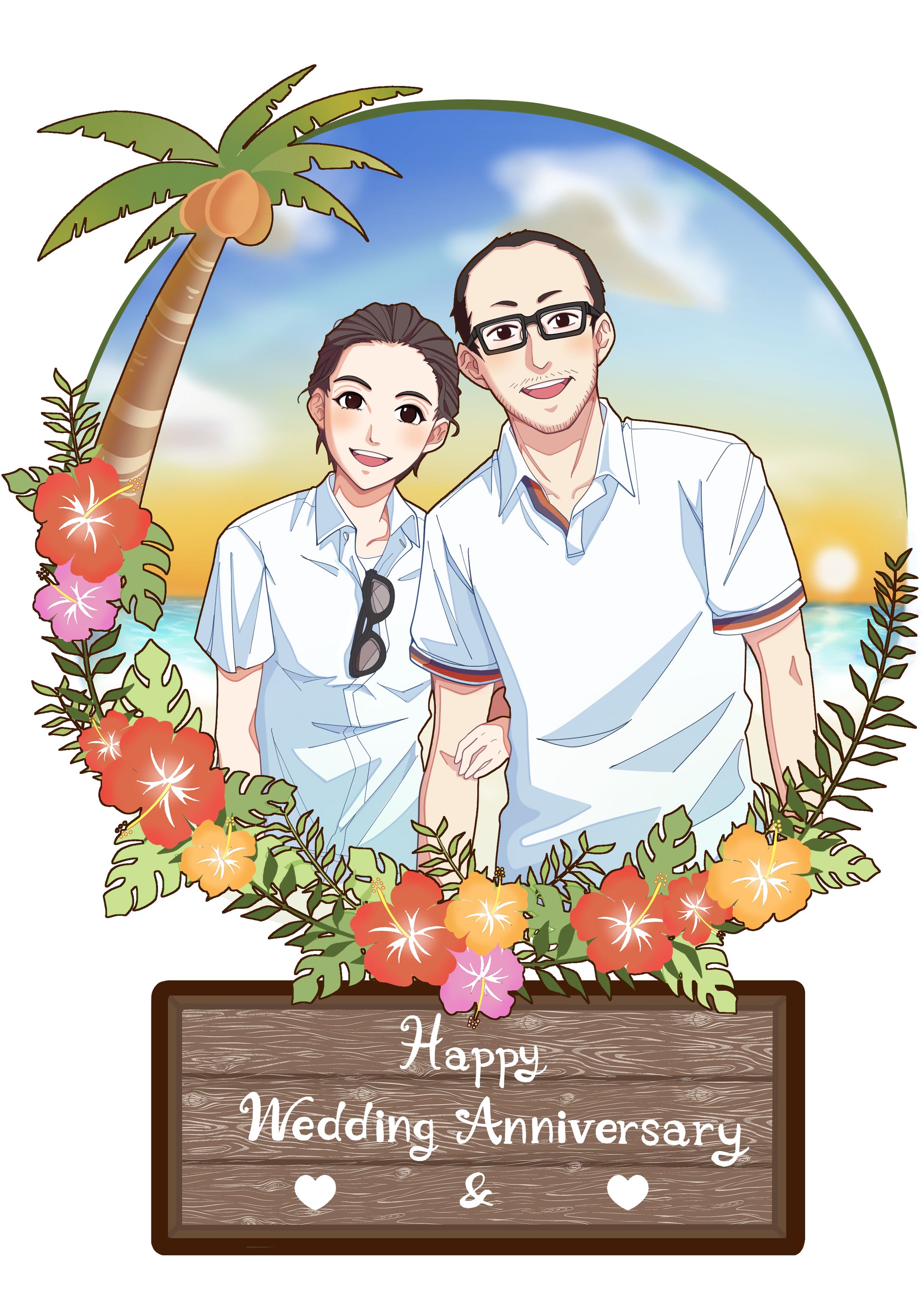 【お仕事】　結婚記念日似顔絵-1