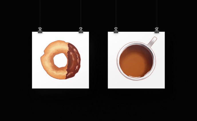 イラスト ドーナツ、コーヒー