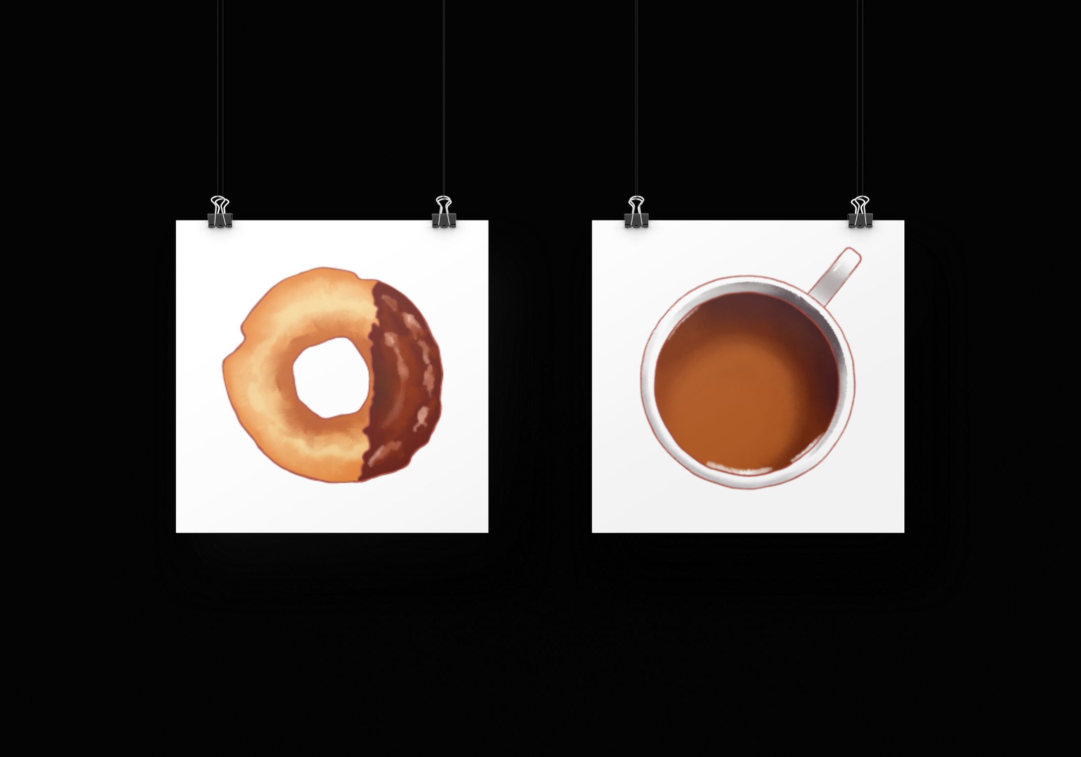 イラスト ドーナツ、コーヒー-1