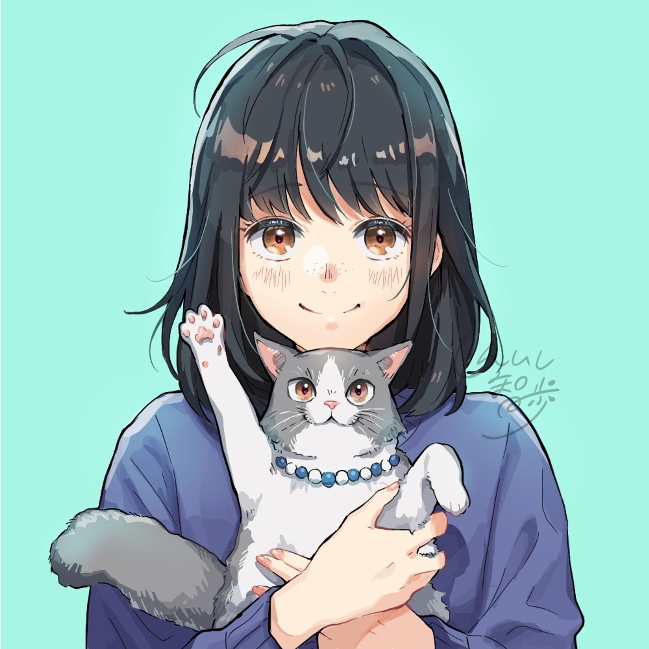 猫と一緒(女の子)-1