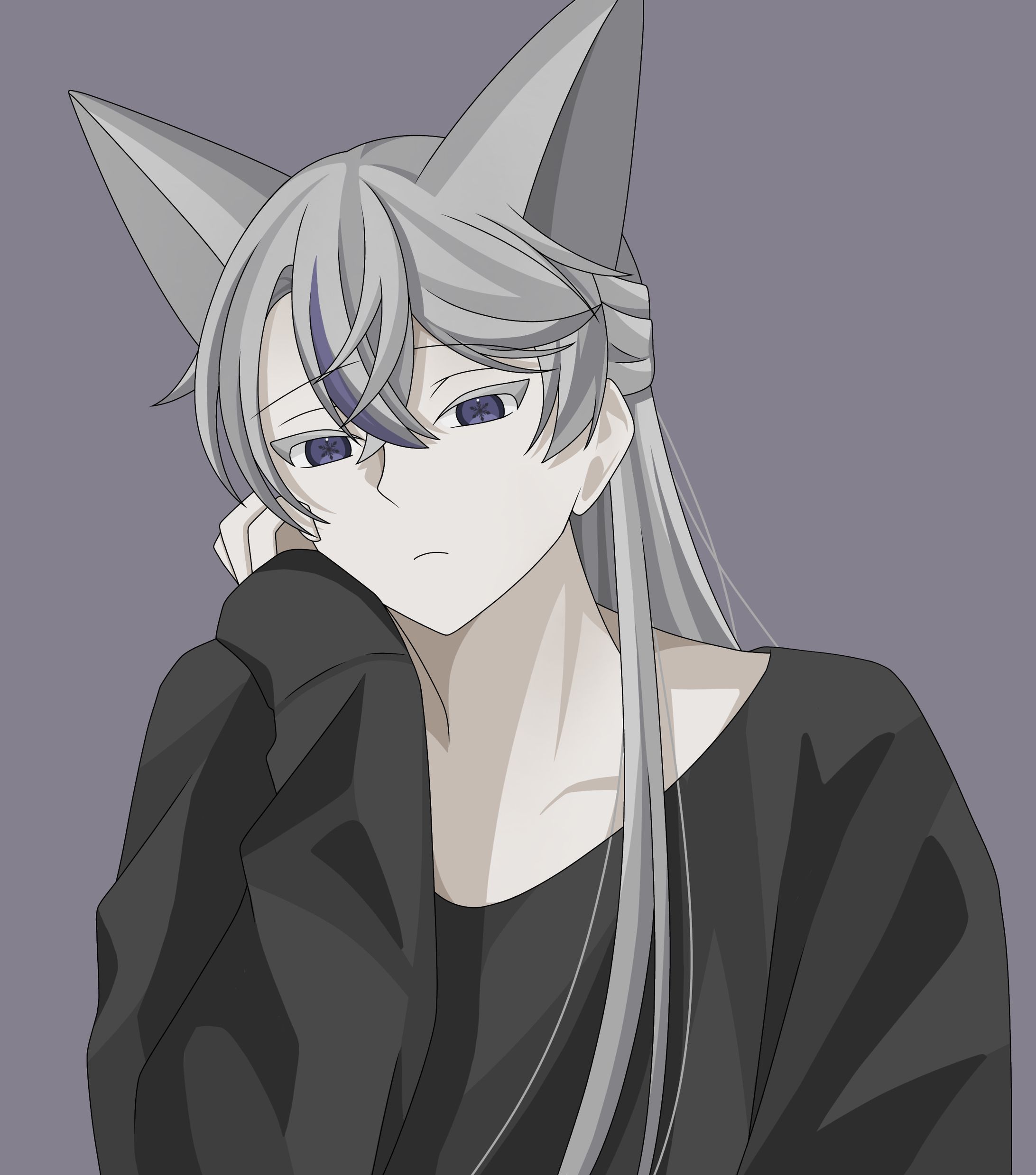 長髪男性　胸上イラスト-1