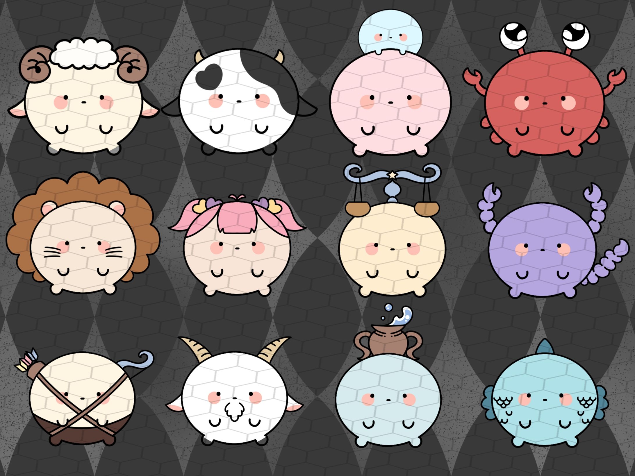 星座モチーフのゆるキャライラスト-1