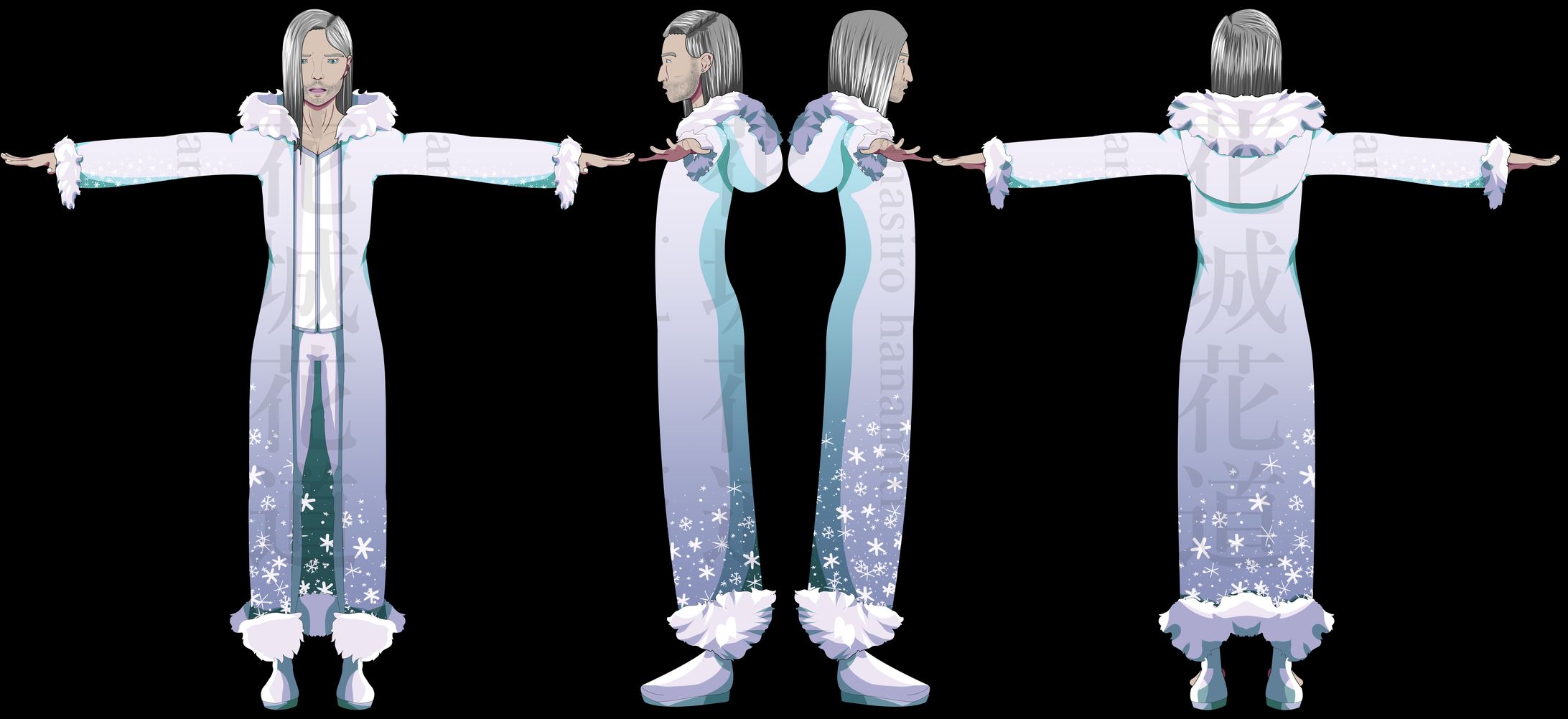 Axel Lundström キャラクターデザインシート　全身　服装と裸（ベース）-1