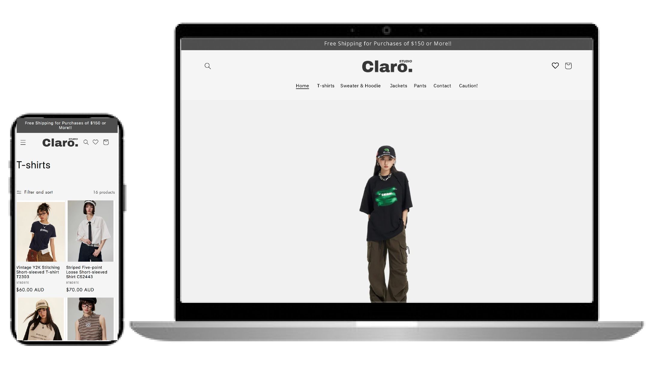 実績【Y2Kアパレルサイト（ドロップシッピング）】Shopify【Y2K Apparel Site(Dropshipping)】Shopify-1