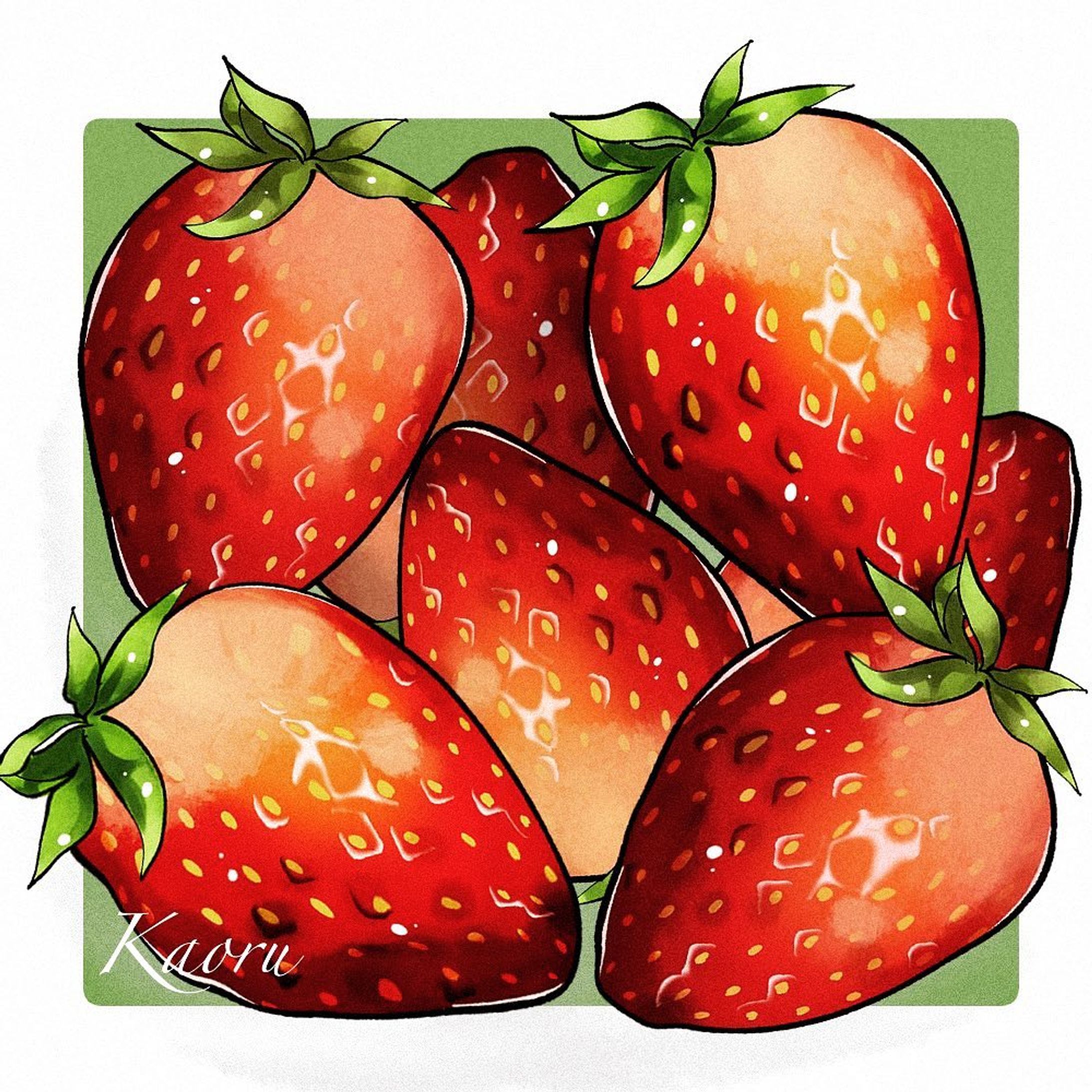 いちご🍓
やっといちごが描けるようになった！
描けなかったものが描けるようになると嬉しい😊
 #飯テロ  #飯テロイラスト  #食べ物イラスト #果物イラスト  #いちご  #foodillustration  #illustration  #fooddrawing-1