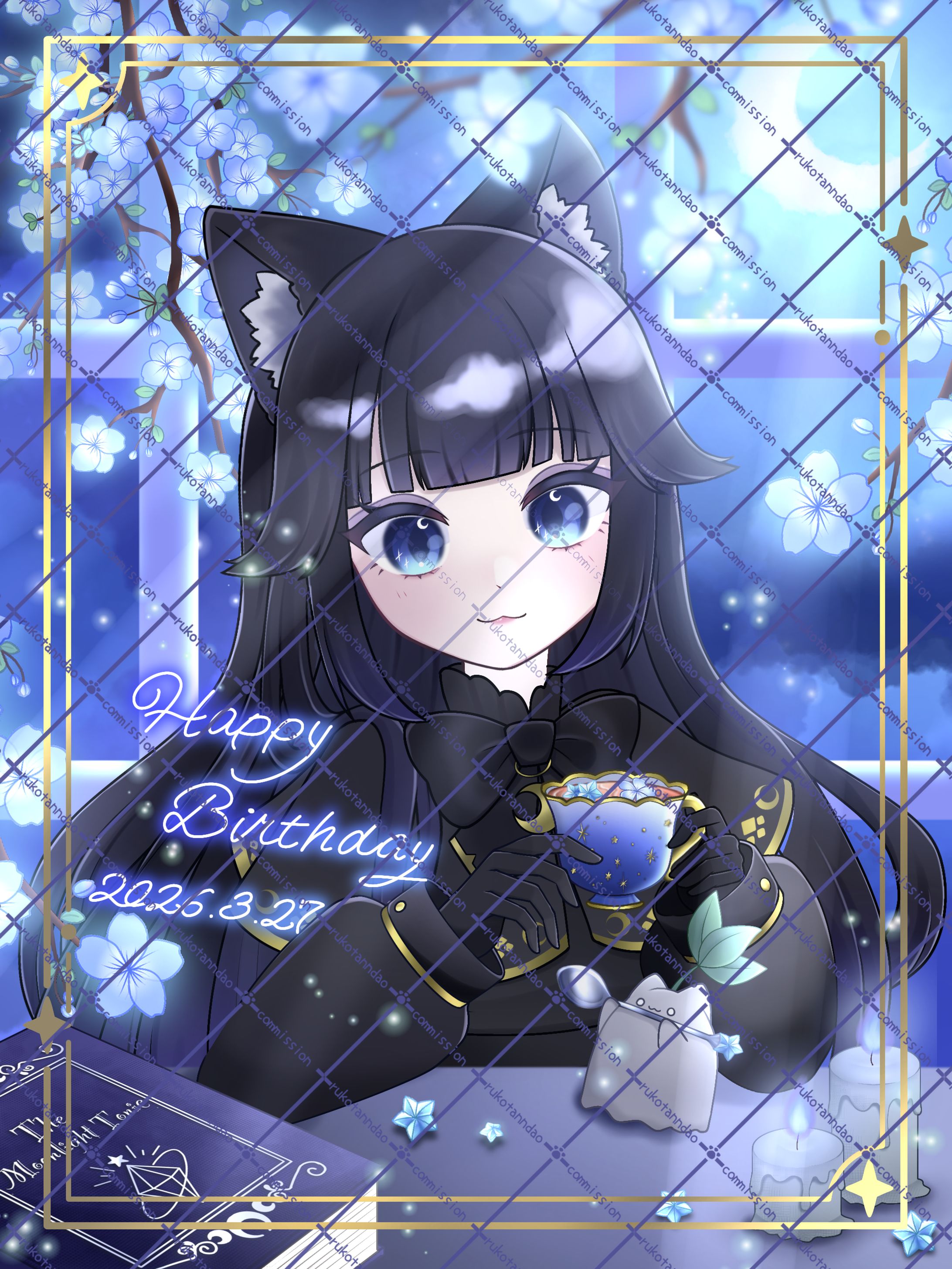 【にゃー。様】誕生日イラスト(FA)-1