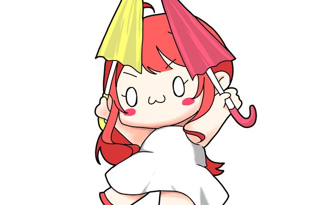 【ミニキャラ】椿べにまる様 ／ 傘二刀流⚔️べにまる