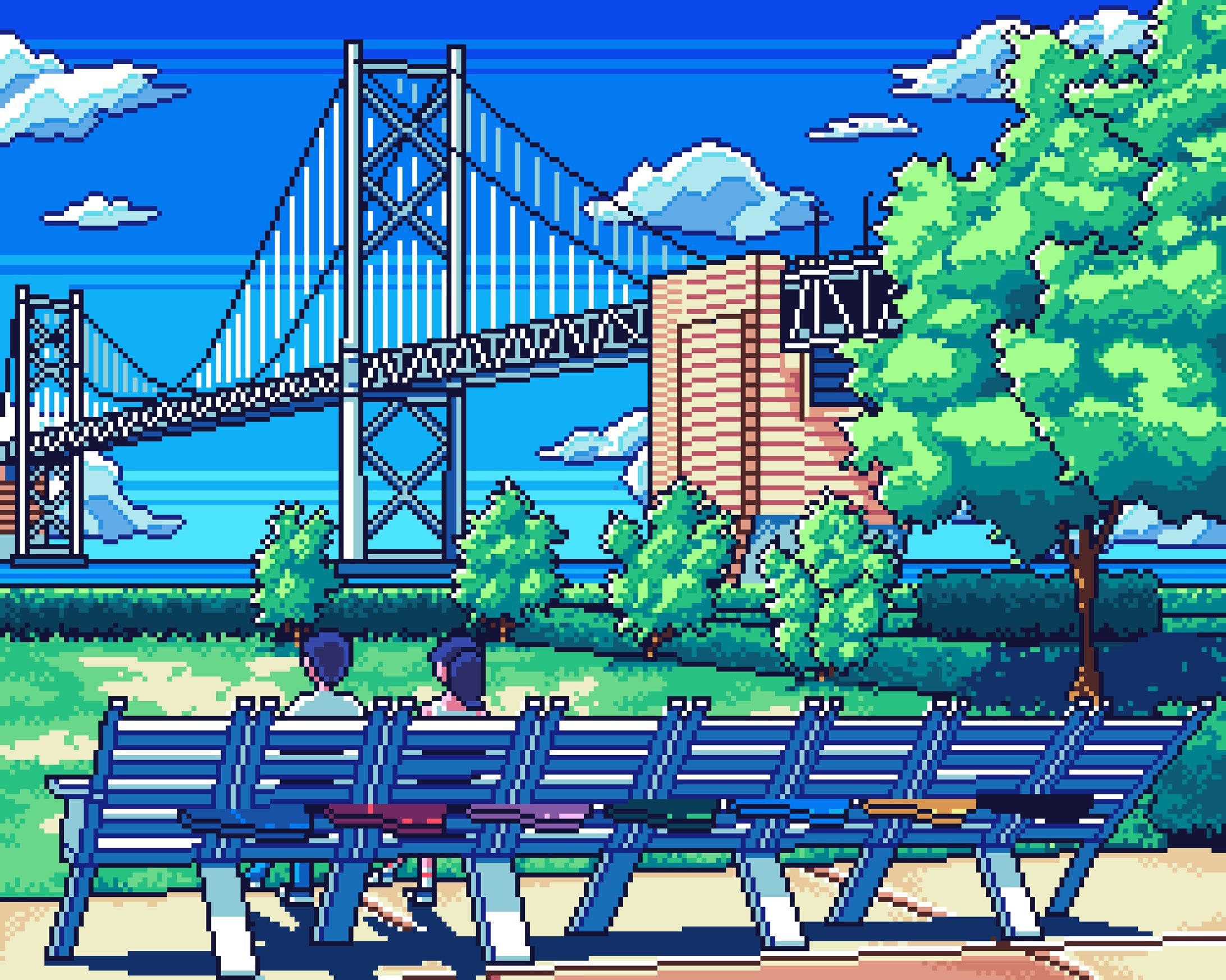 個人制作風景画「瀬戸大橋」-1