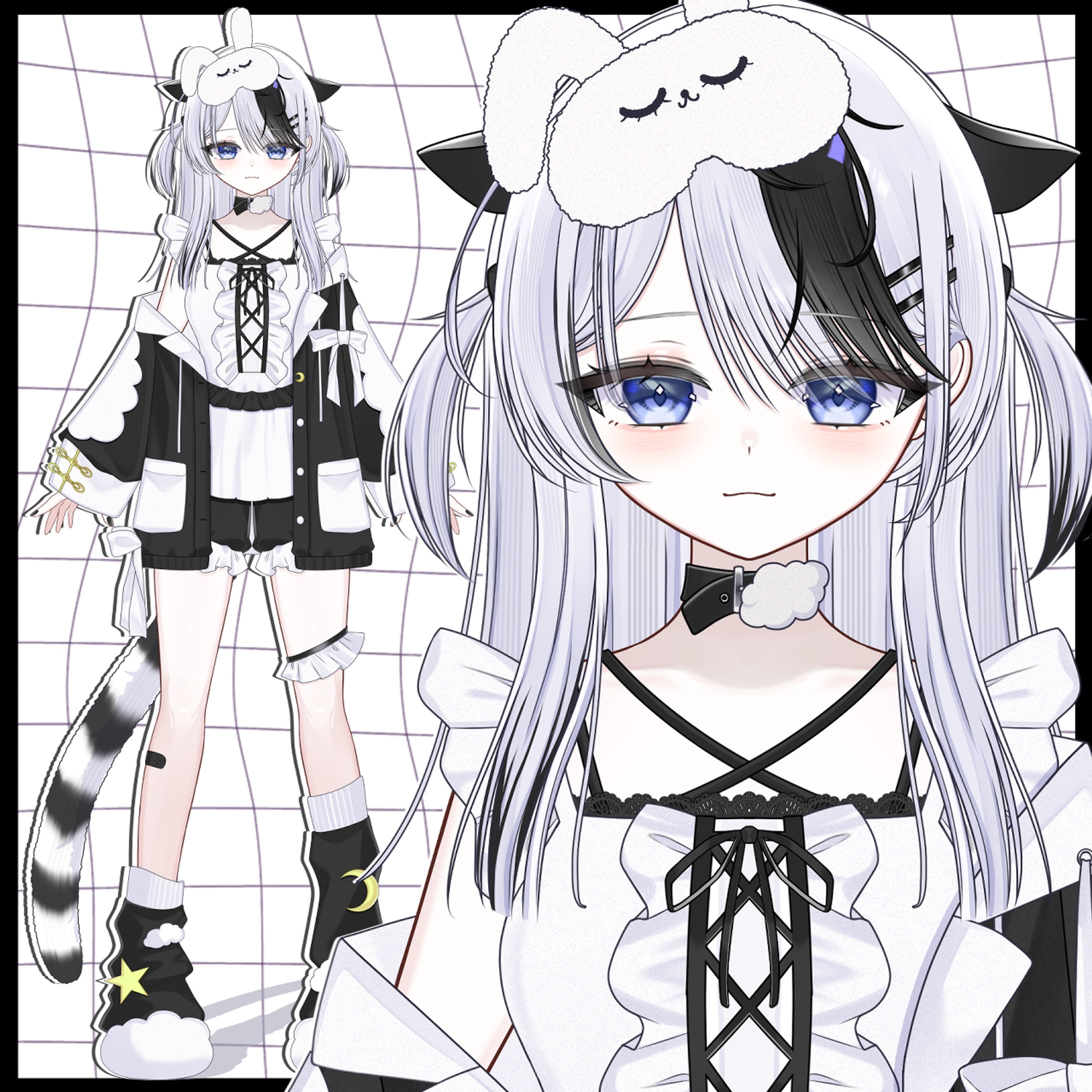 白黒夢少女/パーツ分けイラスト-1