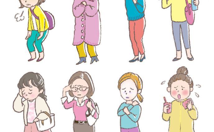 女性特有の8種類の体の不調イラスト