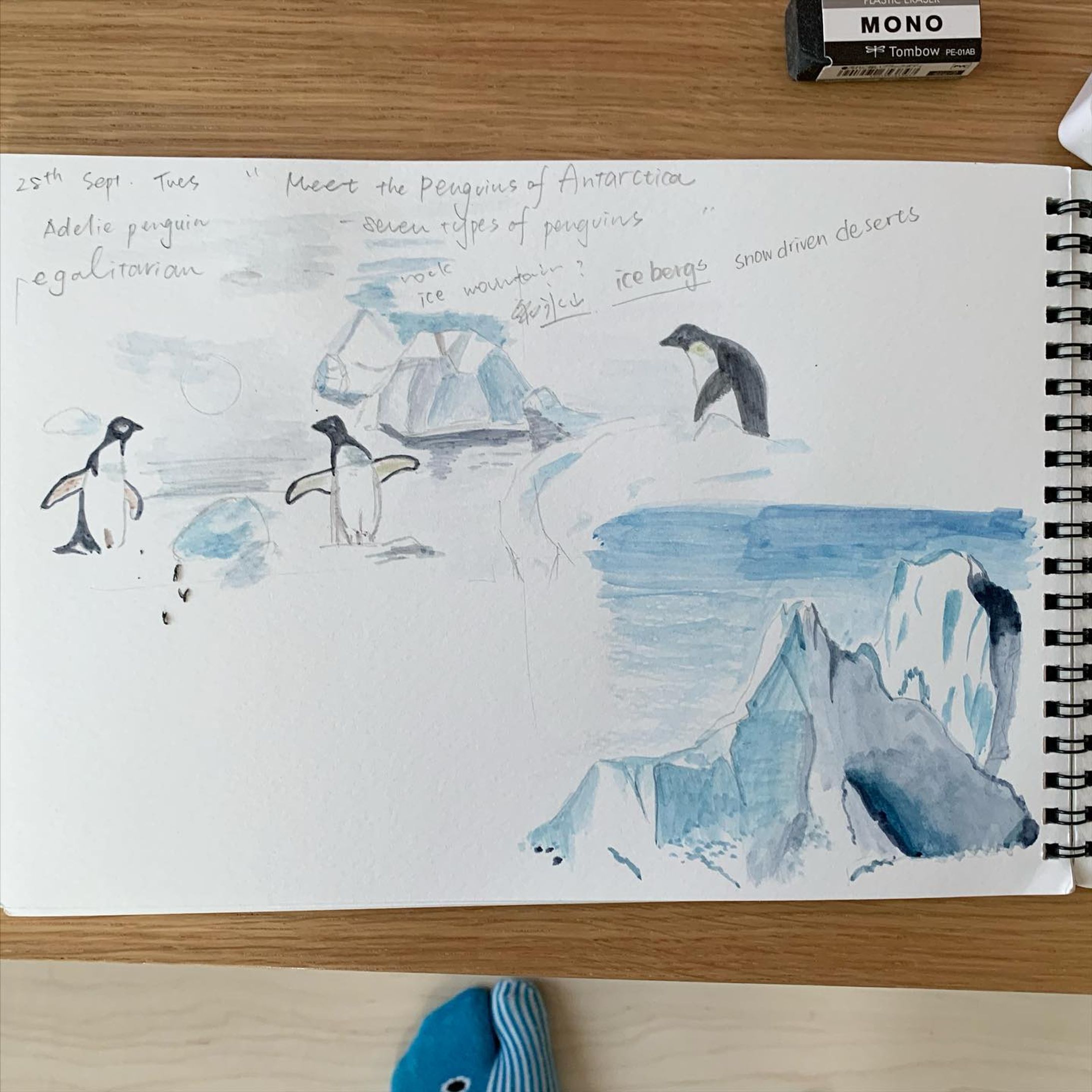 For getting images about penguin and iceberg.
I notice to prefer to draw iceberg.

Have to become back as mother!-1
