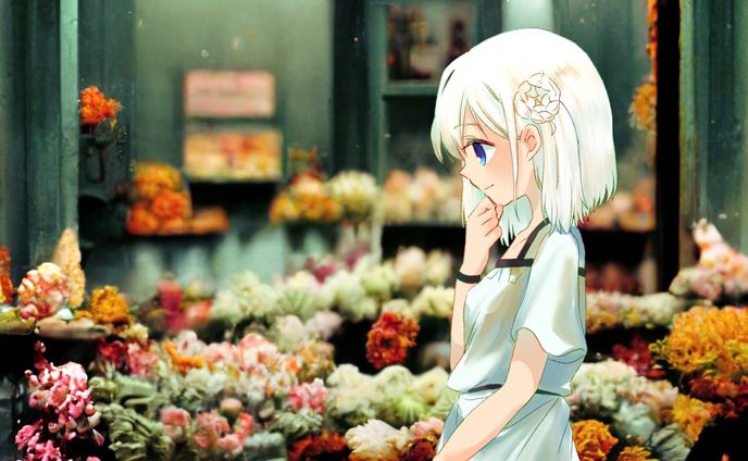花を選ぶ少女