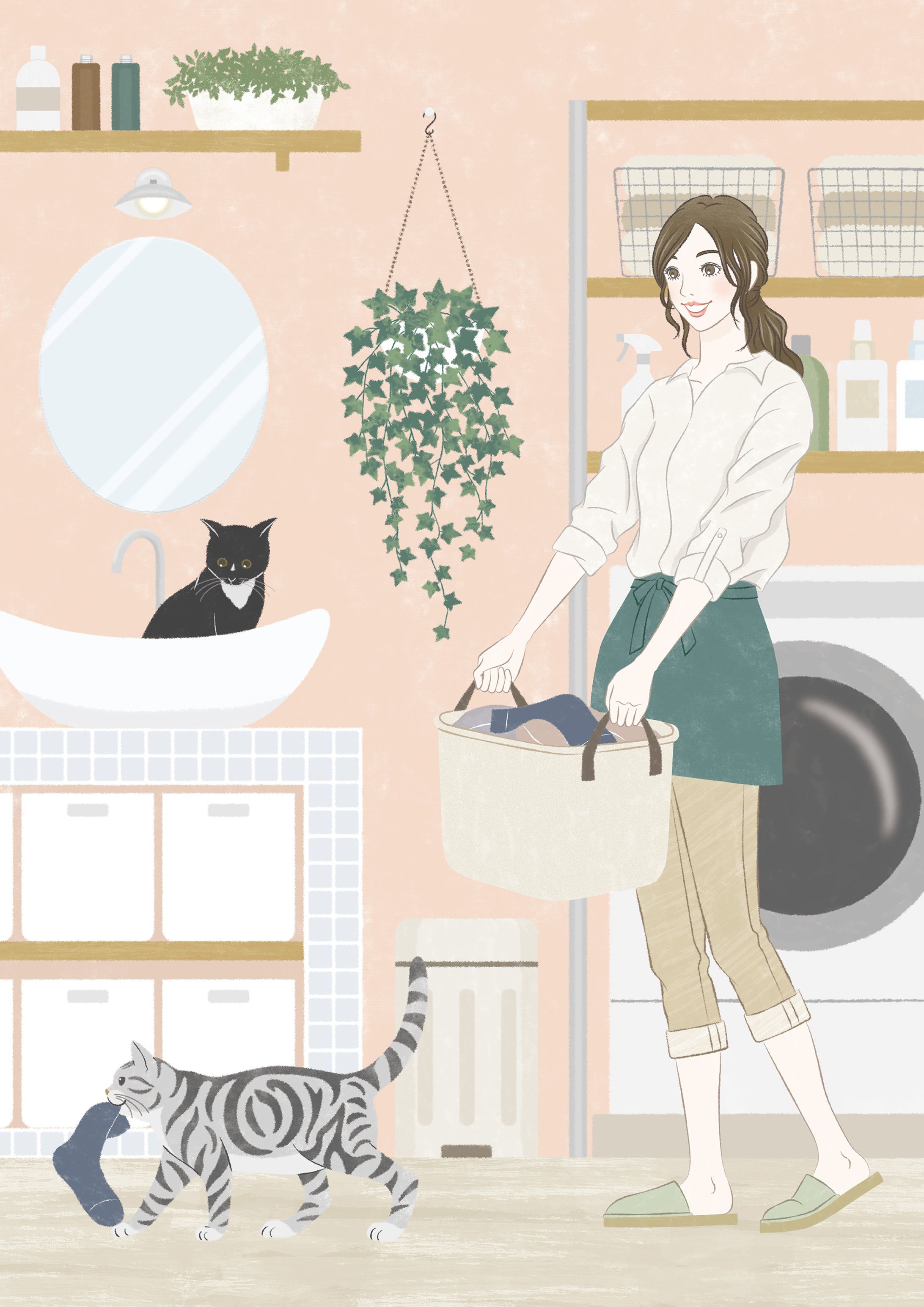 洗濯物と猫-1