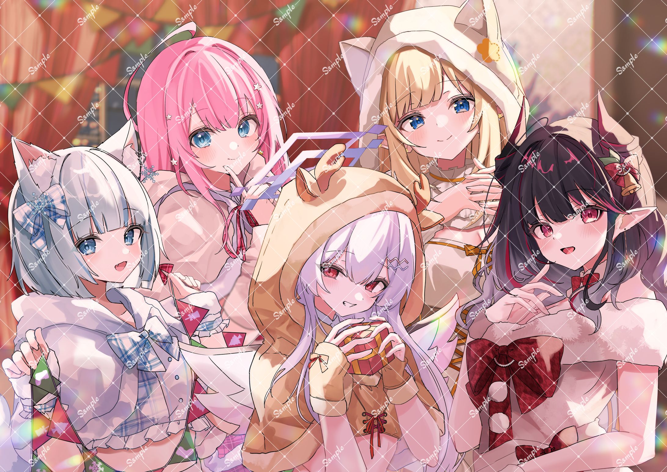 VTuberグループ クインテ様 ご依頼 クリスマス用イラスト-1