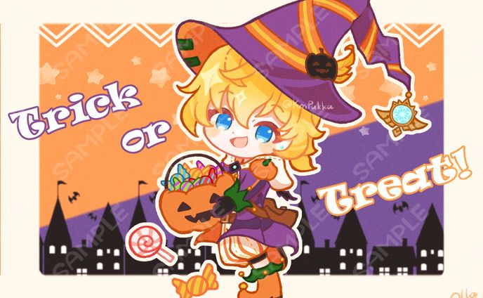 【二次創作イラスト】原神：ミカ(ハロウィンver.)