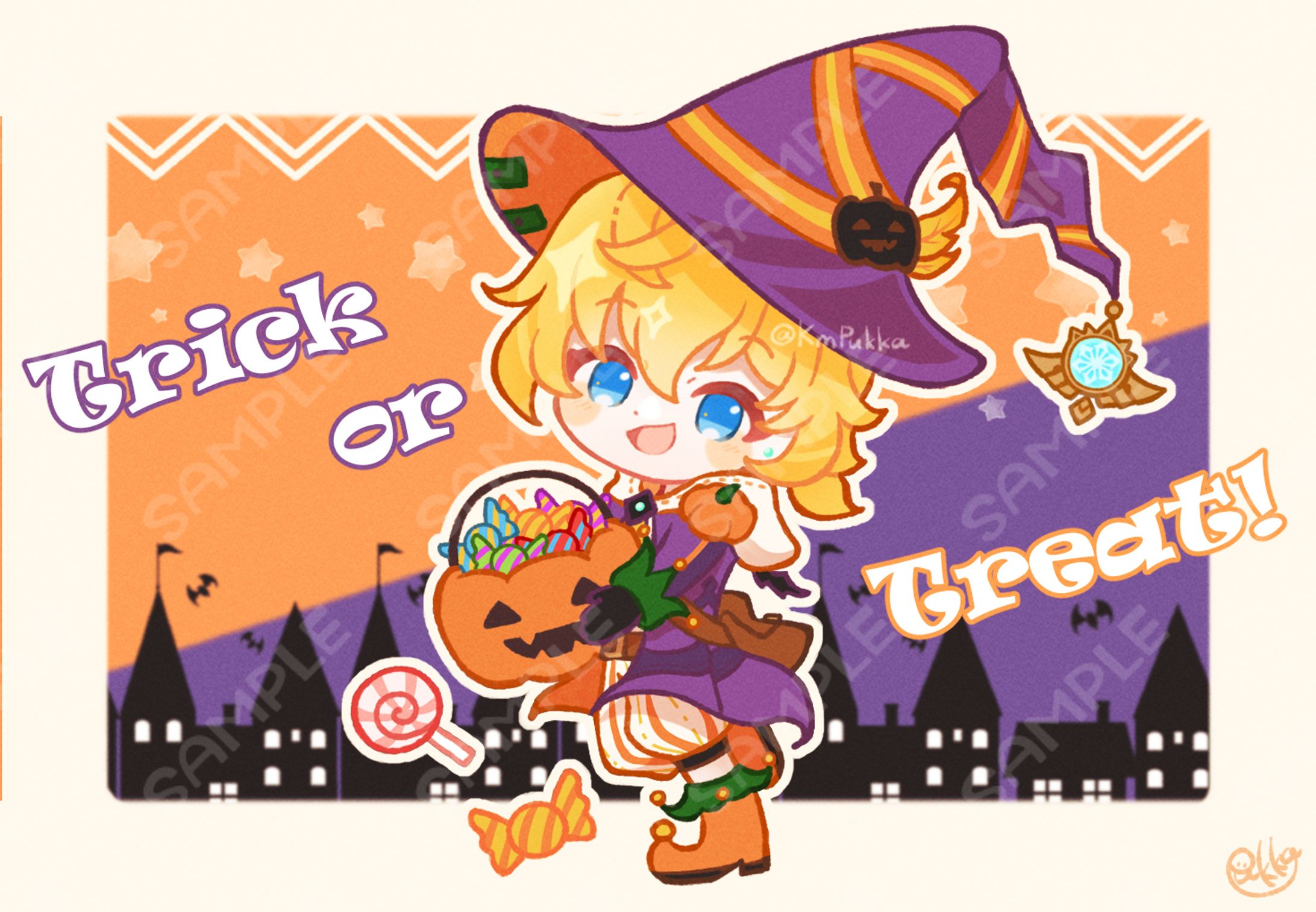 【二次創作イラスト】原神：ミカ(ハロウィンver.)-1