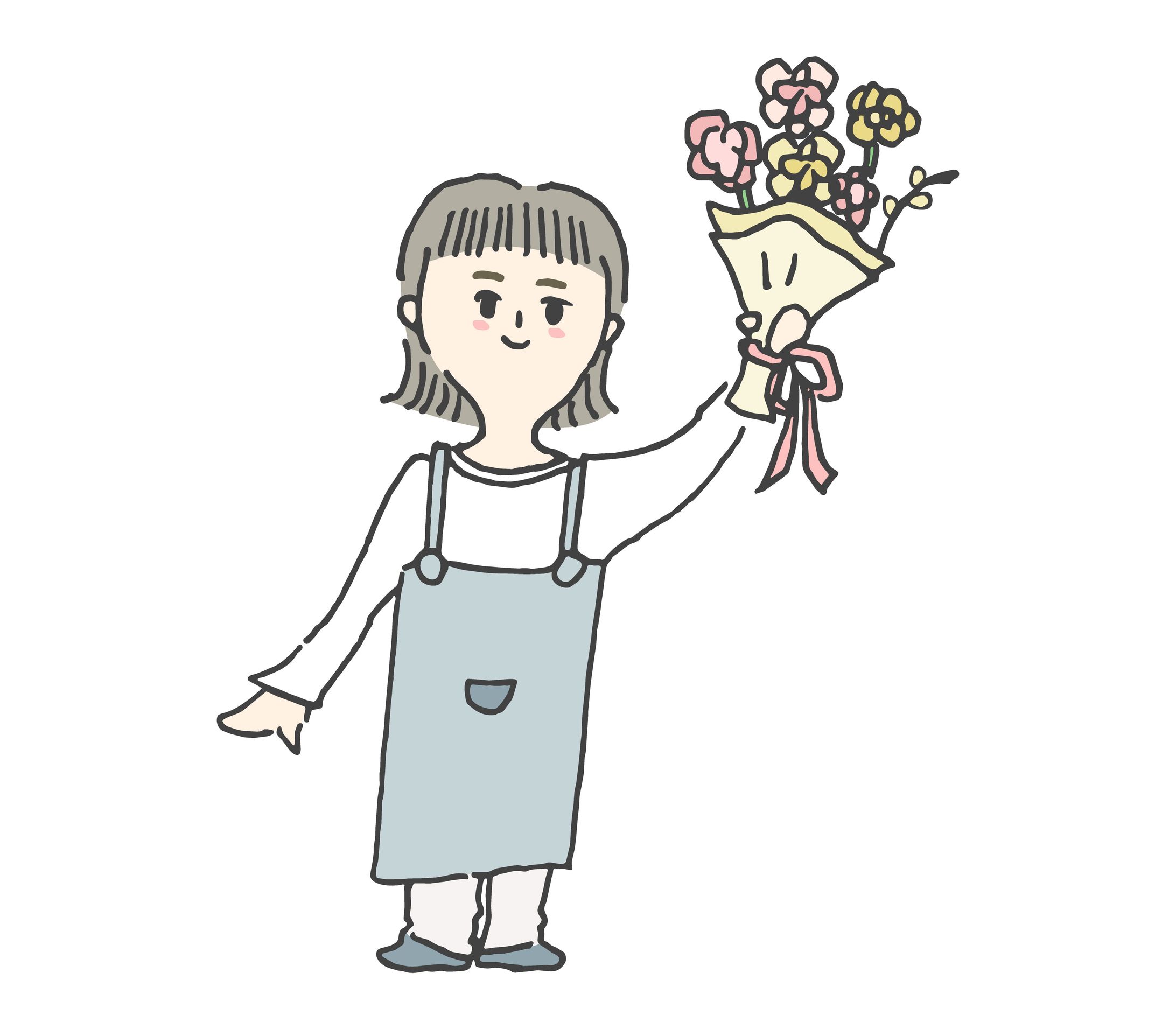 花屋の女性のカットイラスト-1