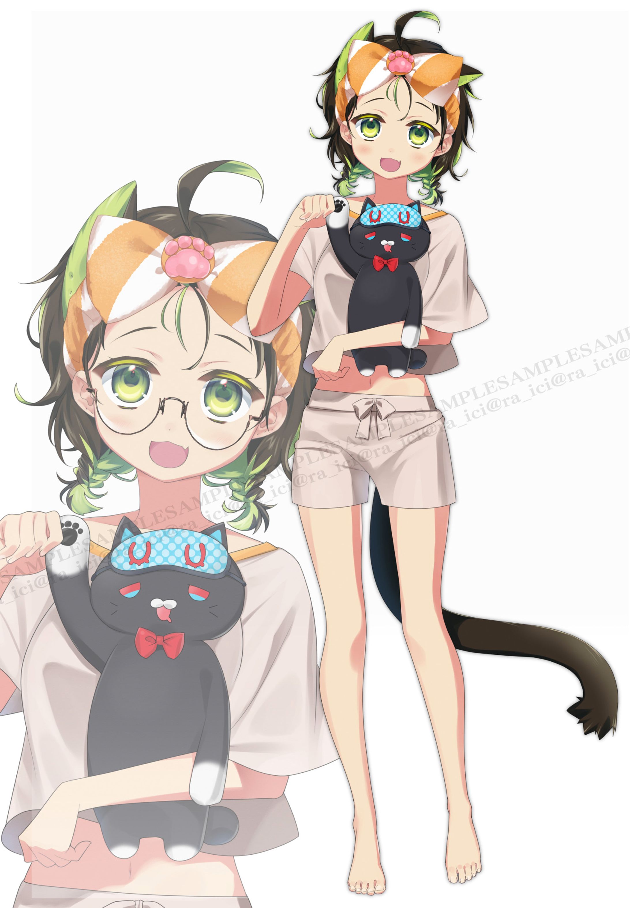 2022/8  黒猫 ナツキ さん　IRIAM配信・活動用  新衣装立ち絵、眼鏡差分-1