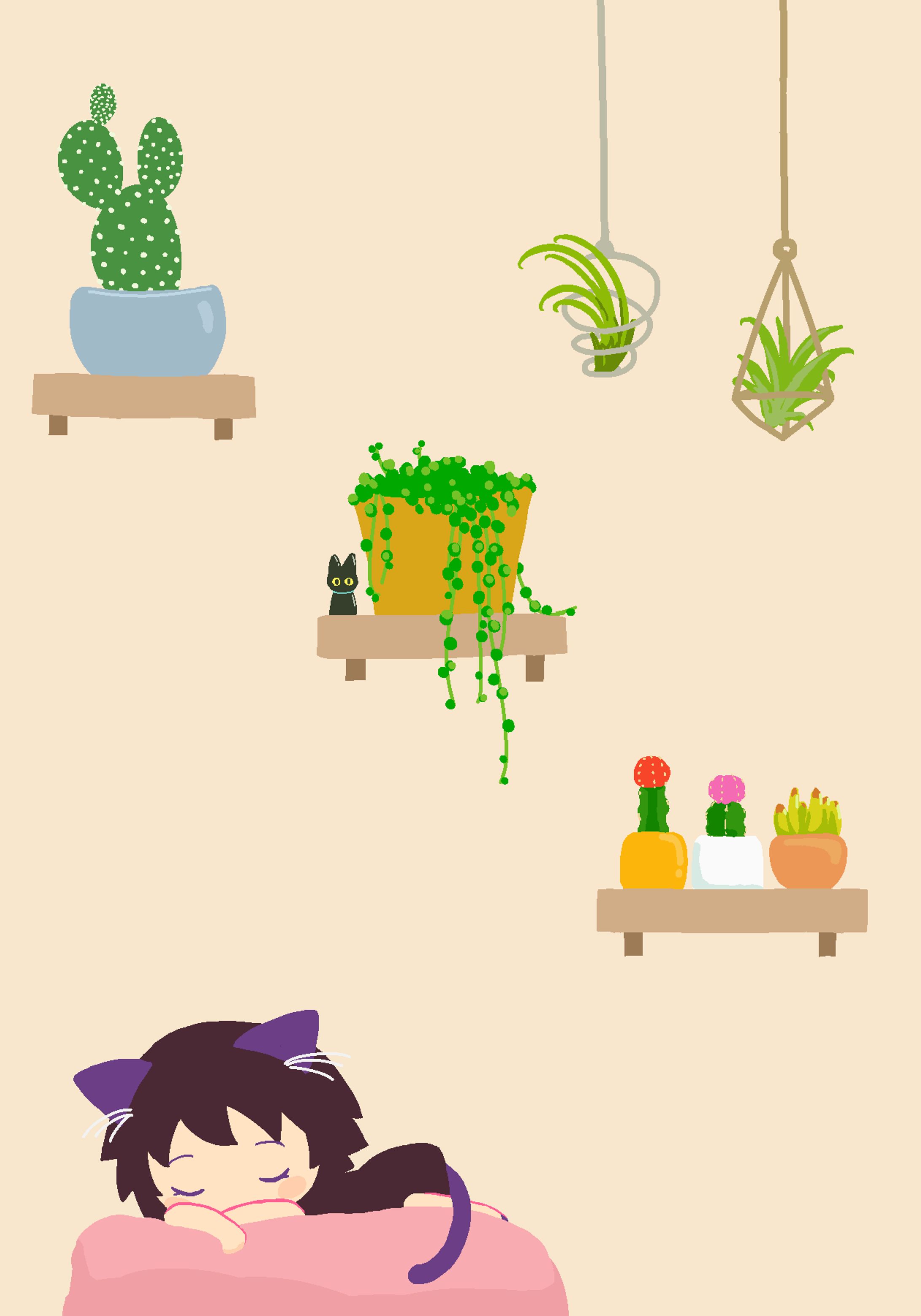 ねこと多肉植物-1