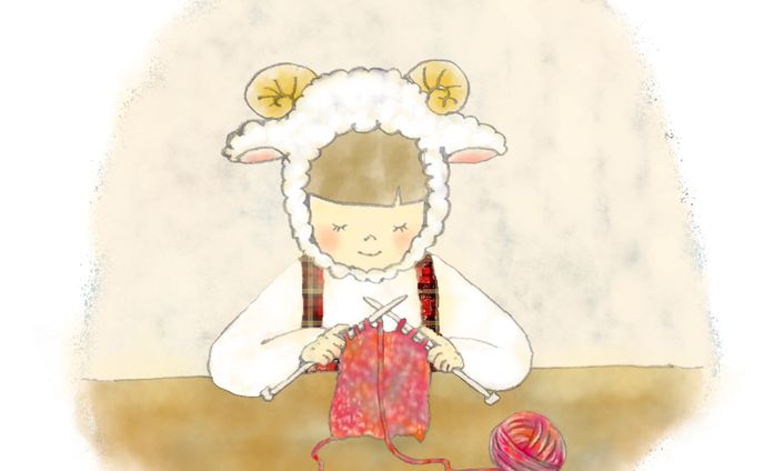 一枚イラスト、食パンとひつじ