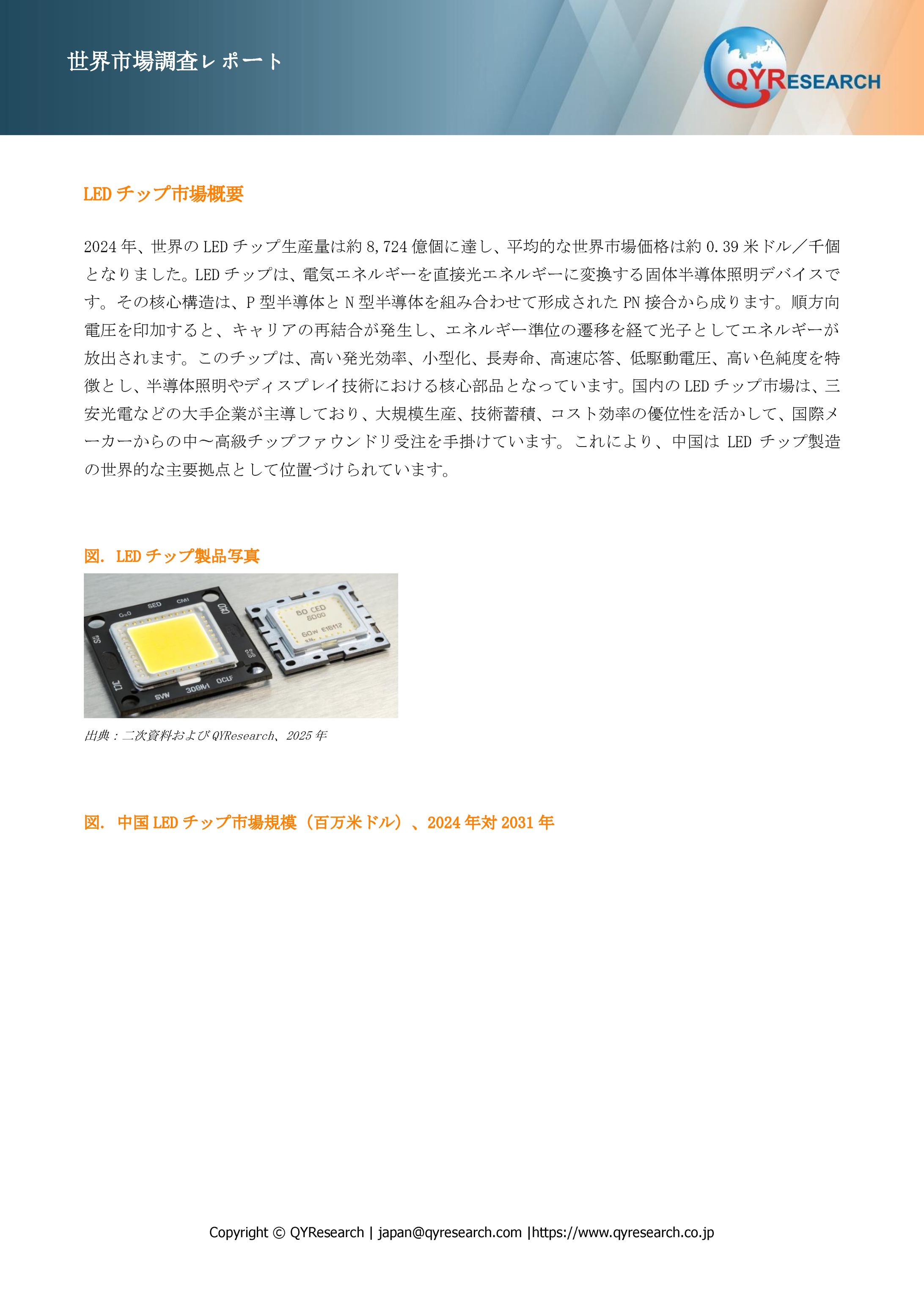 LEDチップ市場の企業競争力、価格変動、需要予測レポート2025～2031-1