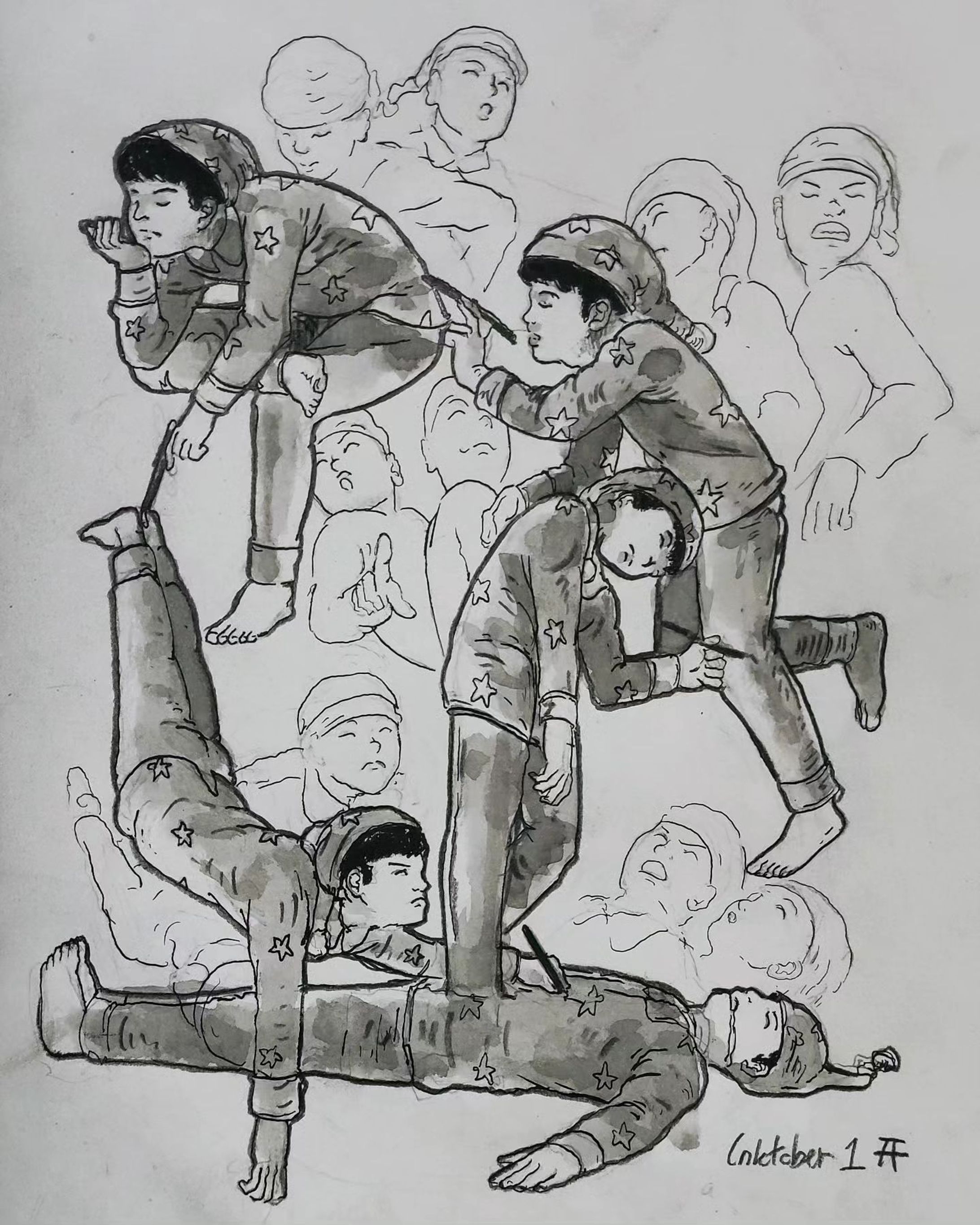 #inktober Dream
dreaming about drawing myself that draw dreaming myself draw
.
. sumi ink, watercolor mixed with EB pencil
.
.
.
.
.
.
.
.
#inktober #inktober2023 #inktober52 #ink #art #inkwork #comics #blackandwhite #sketch #doodle #rakugaki #japan #comic #illustration #いたずら書き #描画 #図 #アーティスト #形 #manga #character #figure #human #volume #sketchbook #sketch @inktober-1