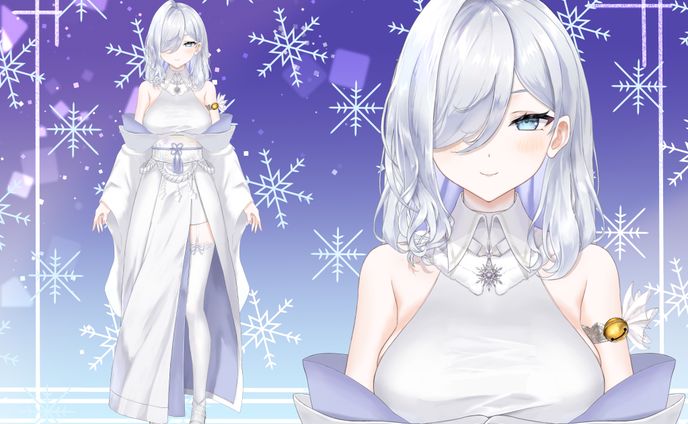 【 Live2Dモデル】雪モチーフのメカクレ女の子