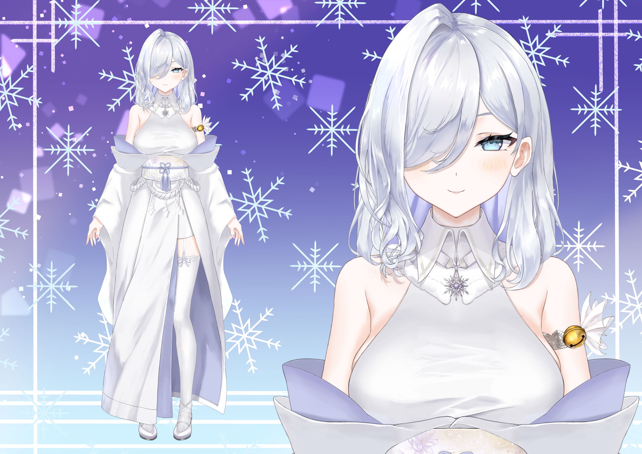 【 Live2Dモデル】雪モチーフのメカクレ女の子-1