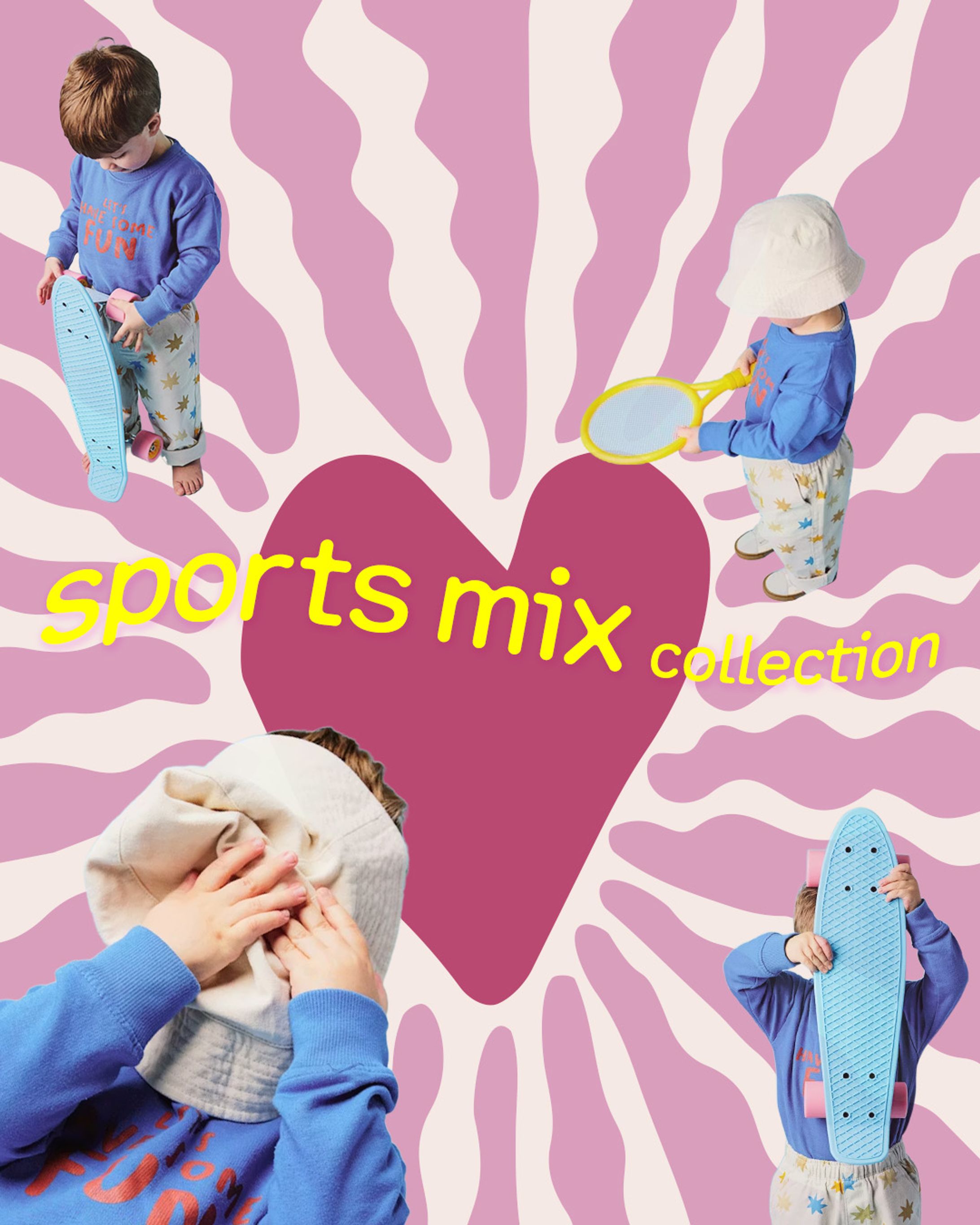【キッズアパレル】ポップで目を引くスポーツミックスコレクションバナー-1