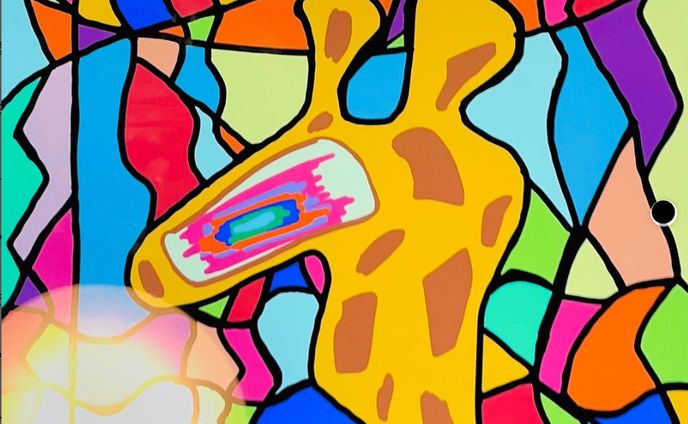 キリンのステンドグラス絵