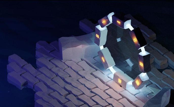 Made on my lunch break: I like the lighting but not sure how to do good portal or water effects yet! #blender3d  #blendercommunity #blenderlowpoly