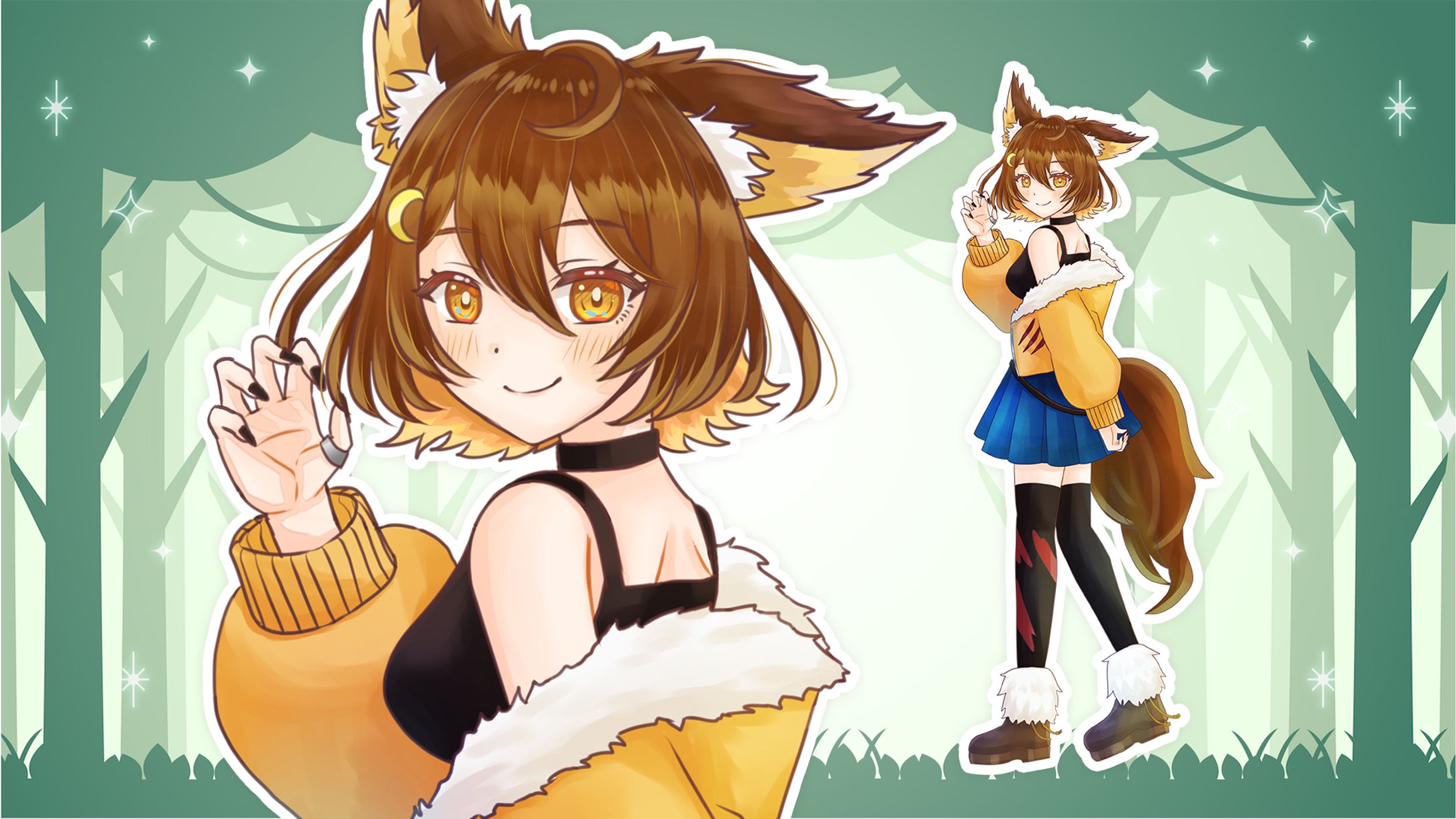 【一枚絵】アマガ・ミツキ半年記念グッズ（アクリルスタンド）イラスト-1